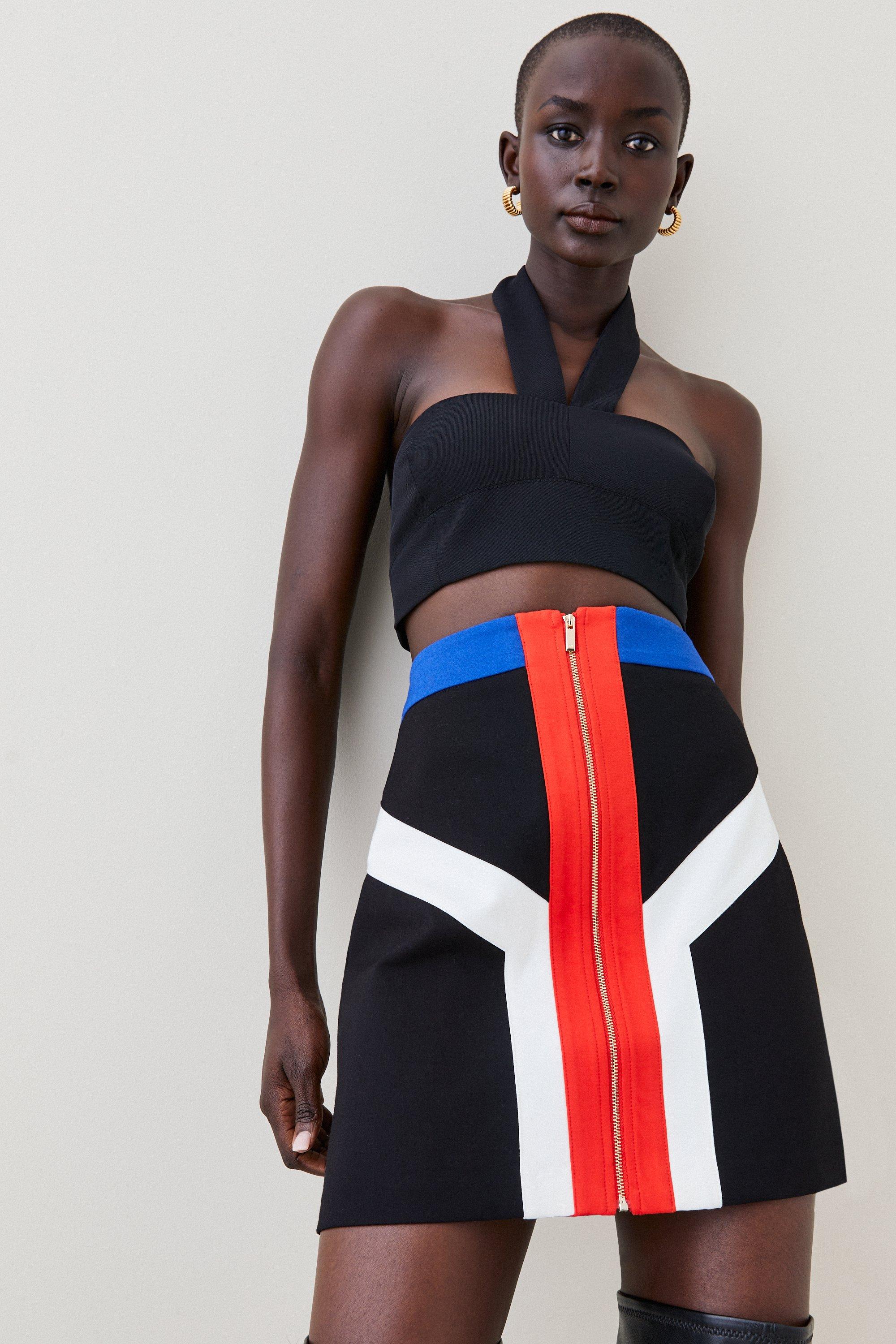 Beugel Handelsmerk Federaal Color Block Ponte Mini Skirt | Karen Millen