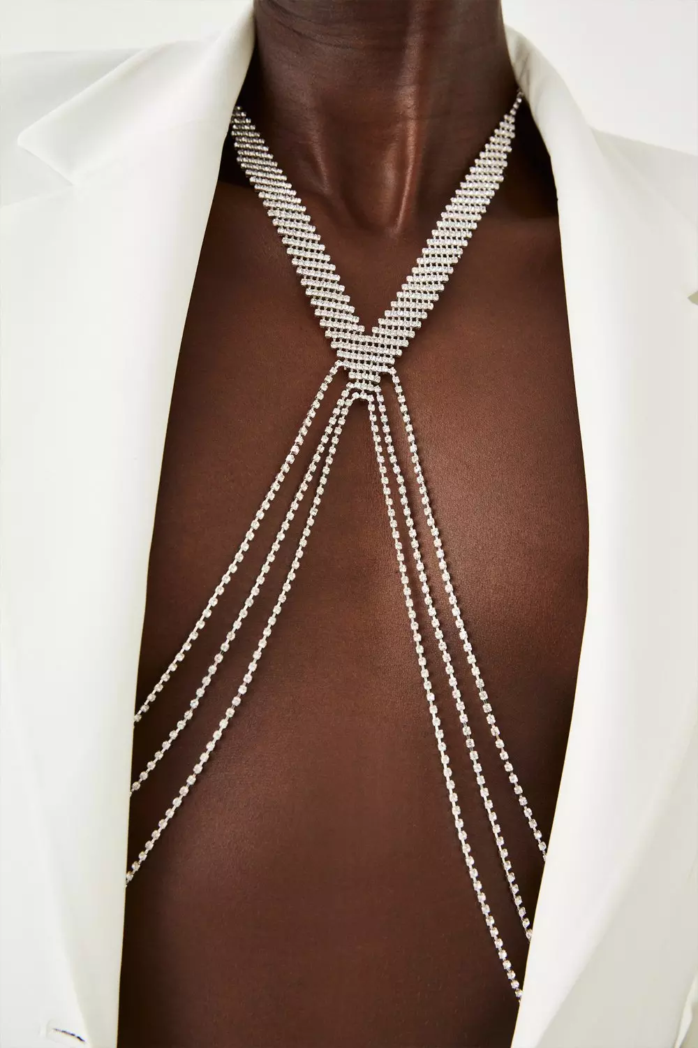 Silver Neck Draped Body Chain