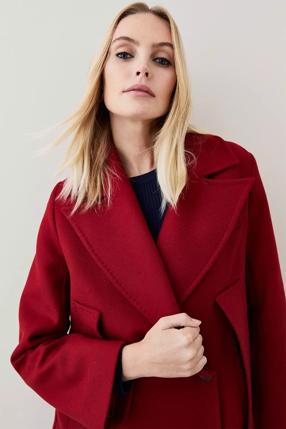 Karen millen best sale red wool coat