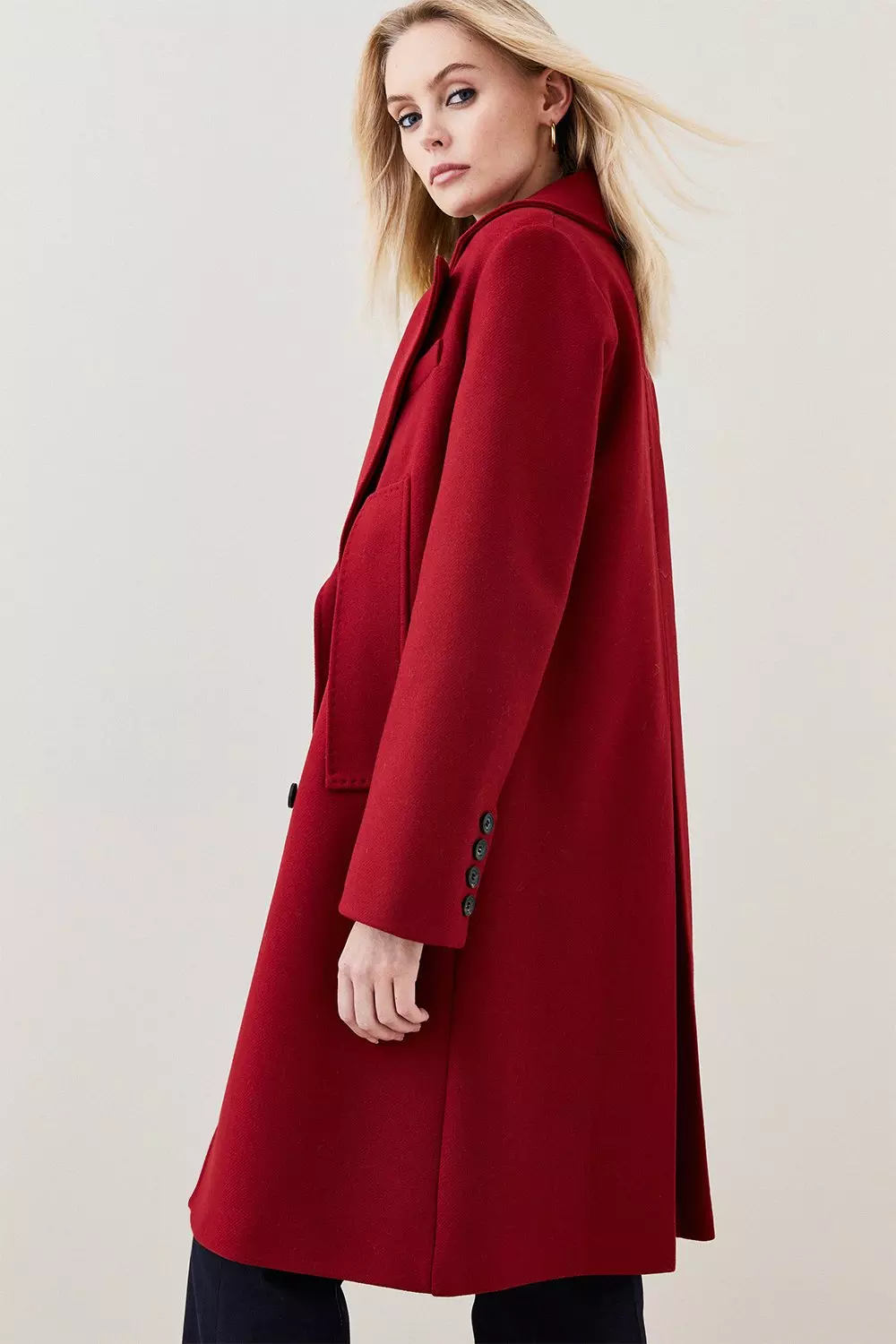 Karen millen best sale red wool coat