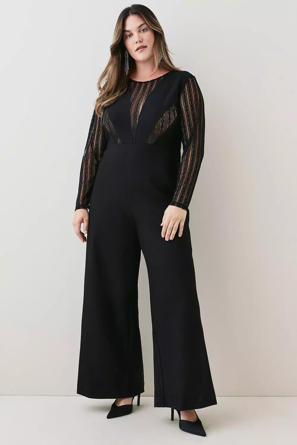 Black lace cheap plus size jumpsuit