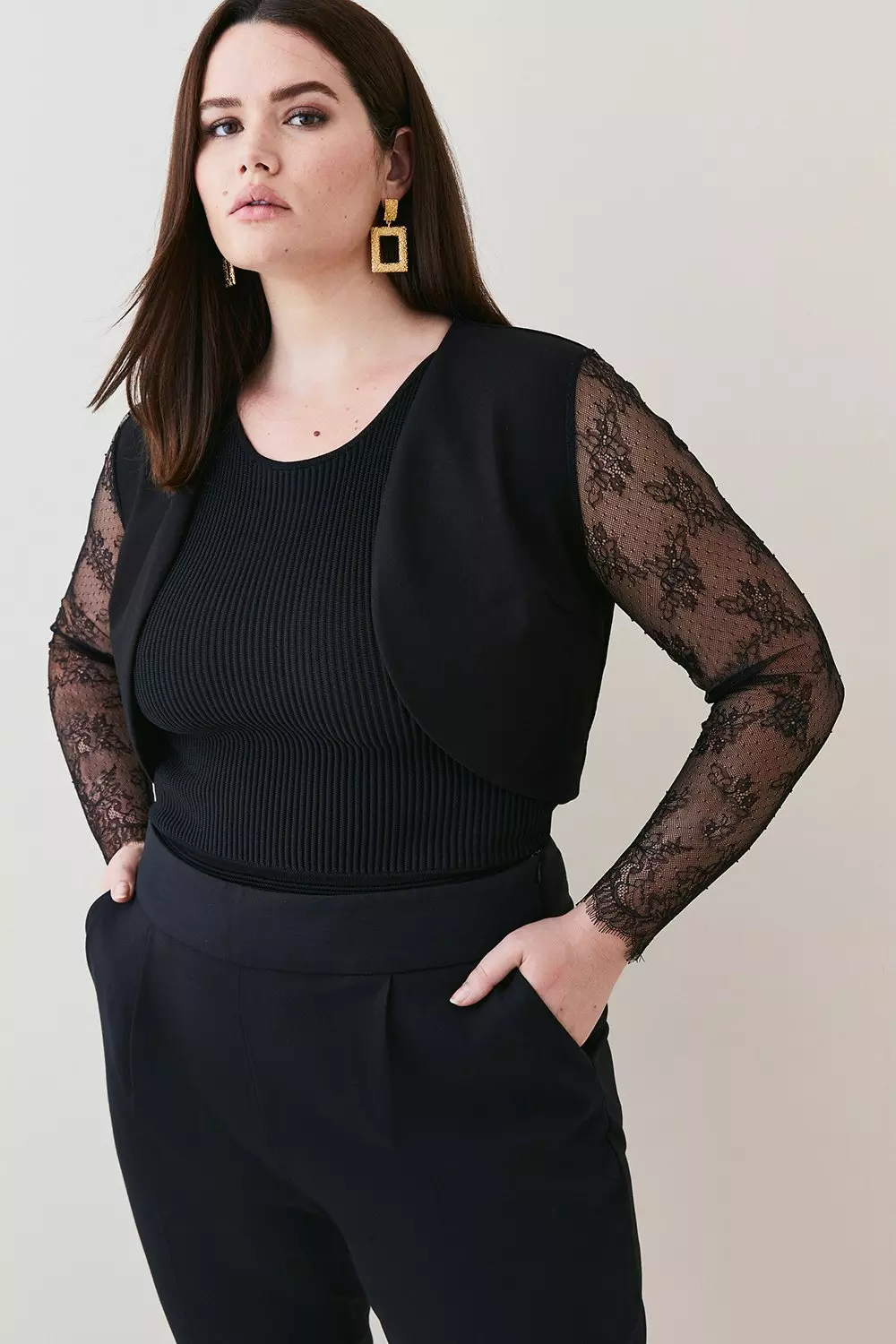 Plus size shop black crop jacket