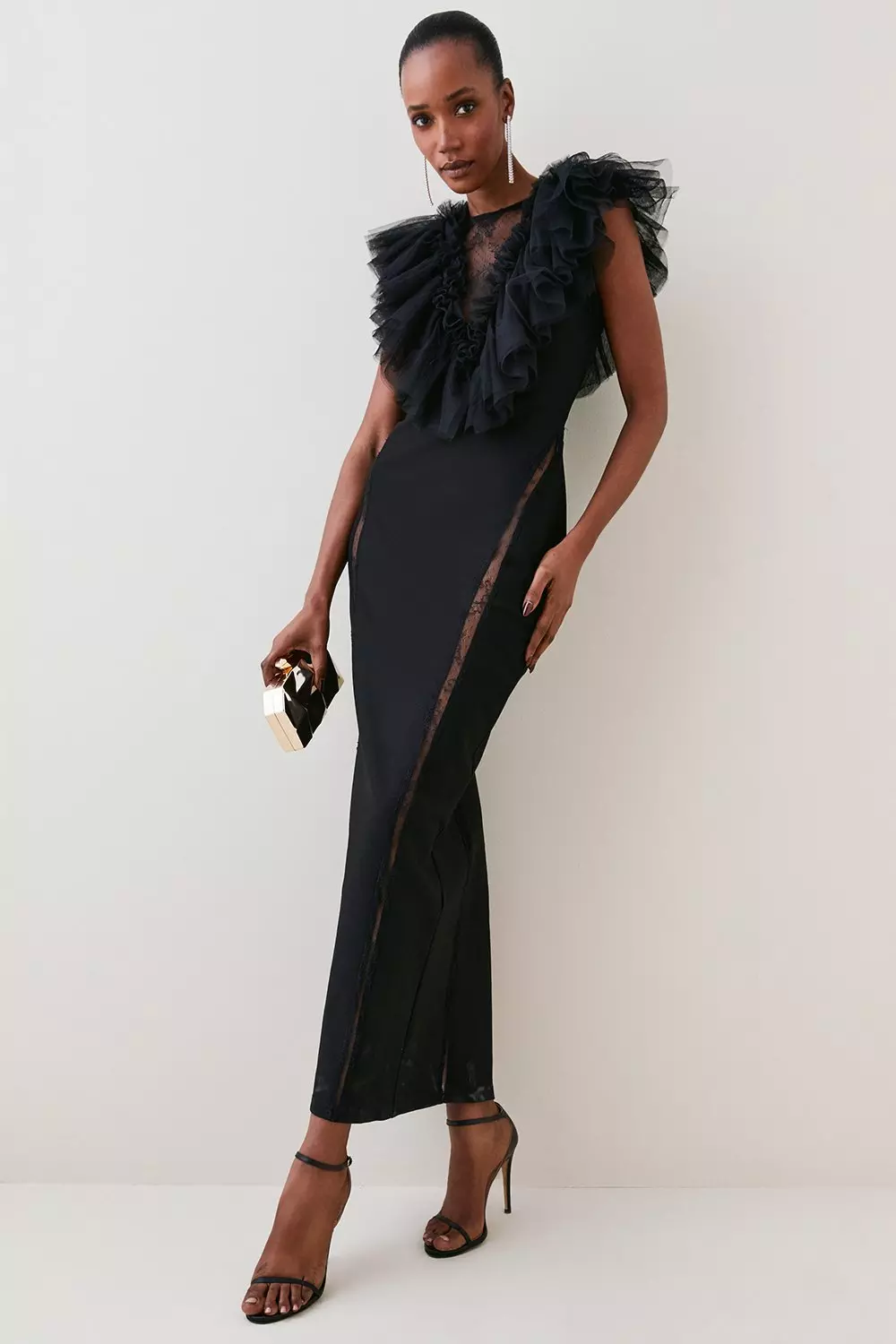 Karen millen black maxi dress sale