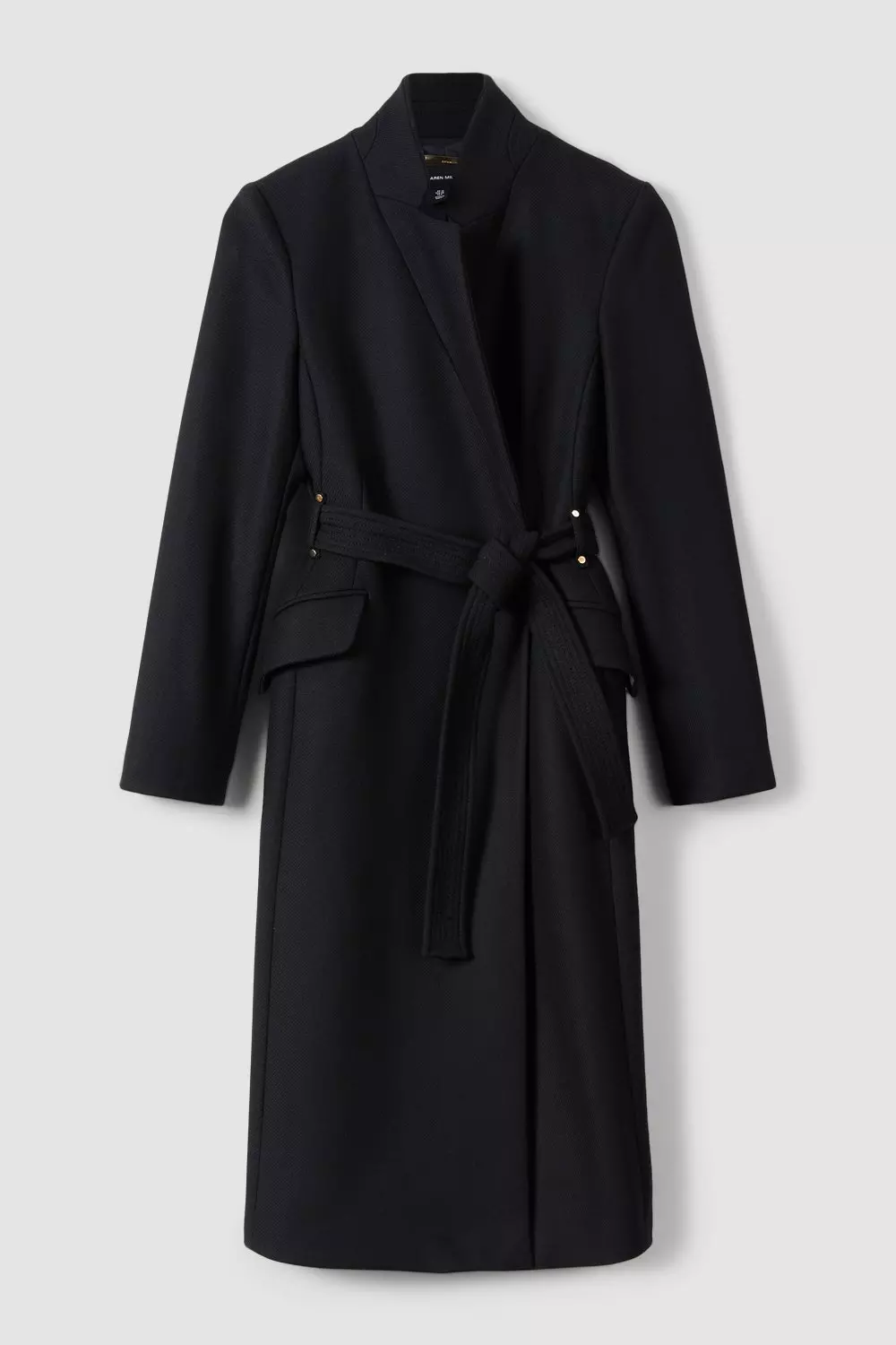 Petite Italian Wool Intank Topment Notch Neck Belted Coat | Karen Millen