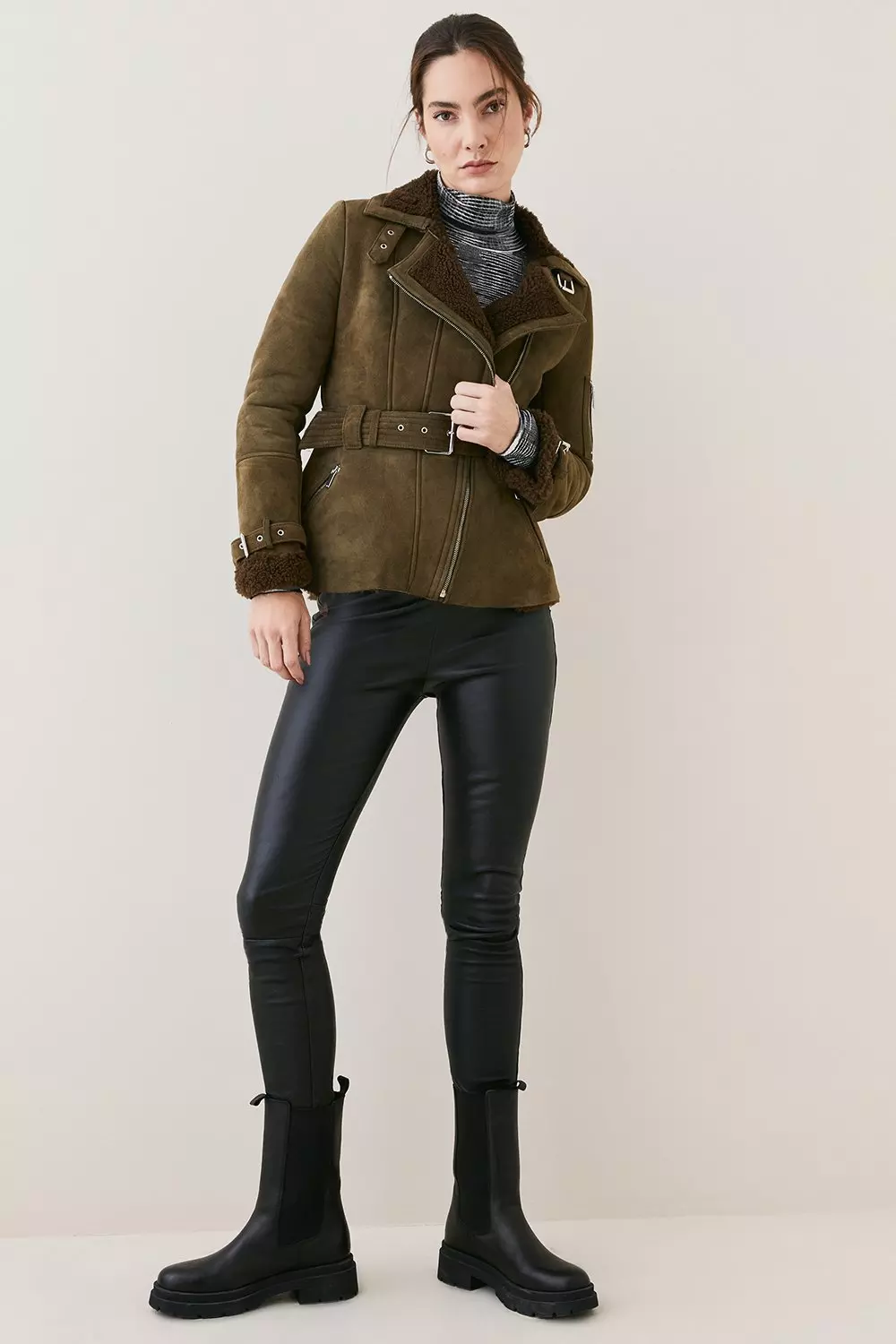 Karen millen wool aviator jacket store