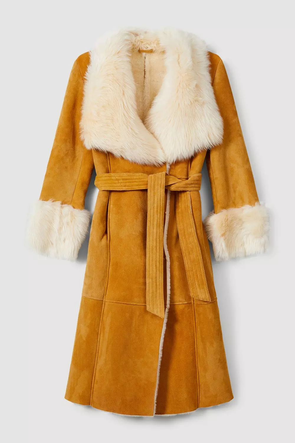 Karen millen sheepskin hot sale belted coat