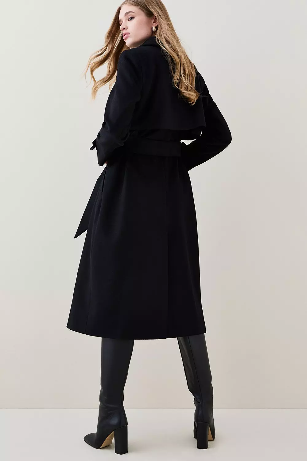 Belted hot sale coat black