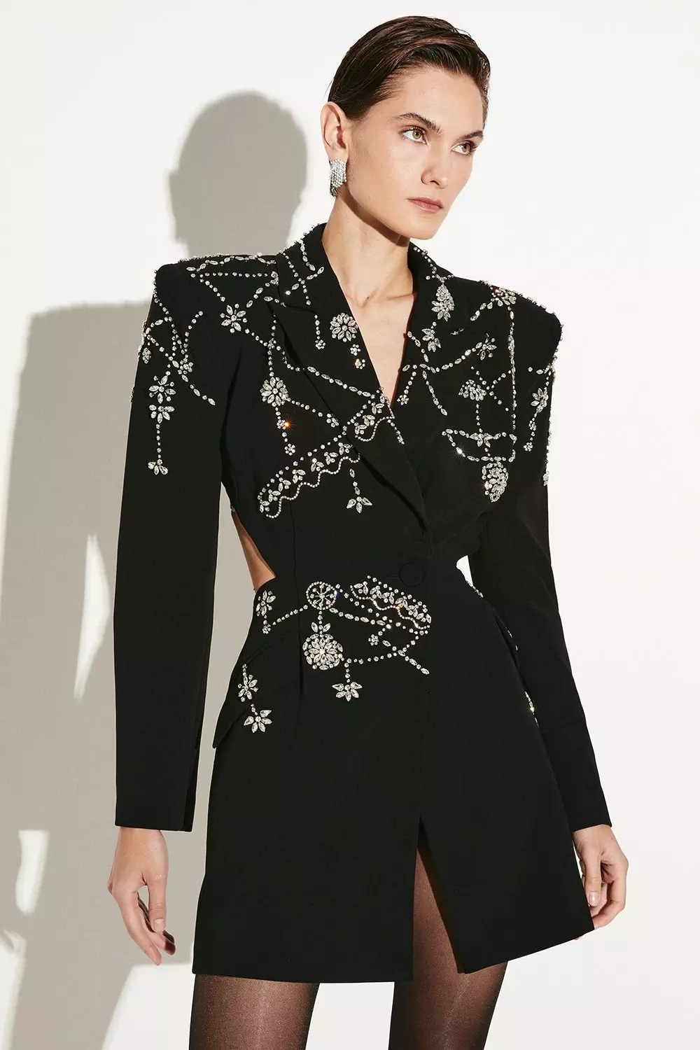 Plus Pearl Embellished Blazer Dress