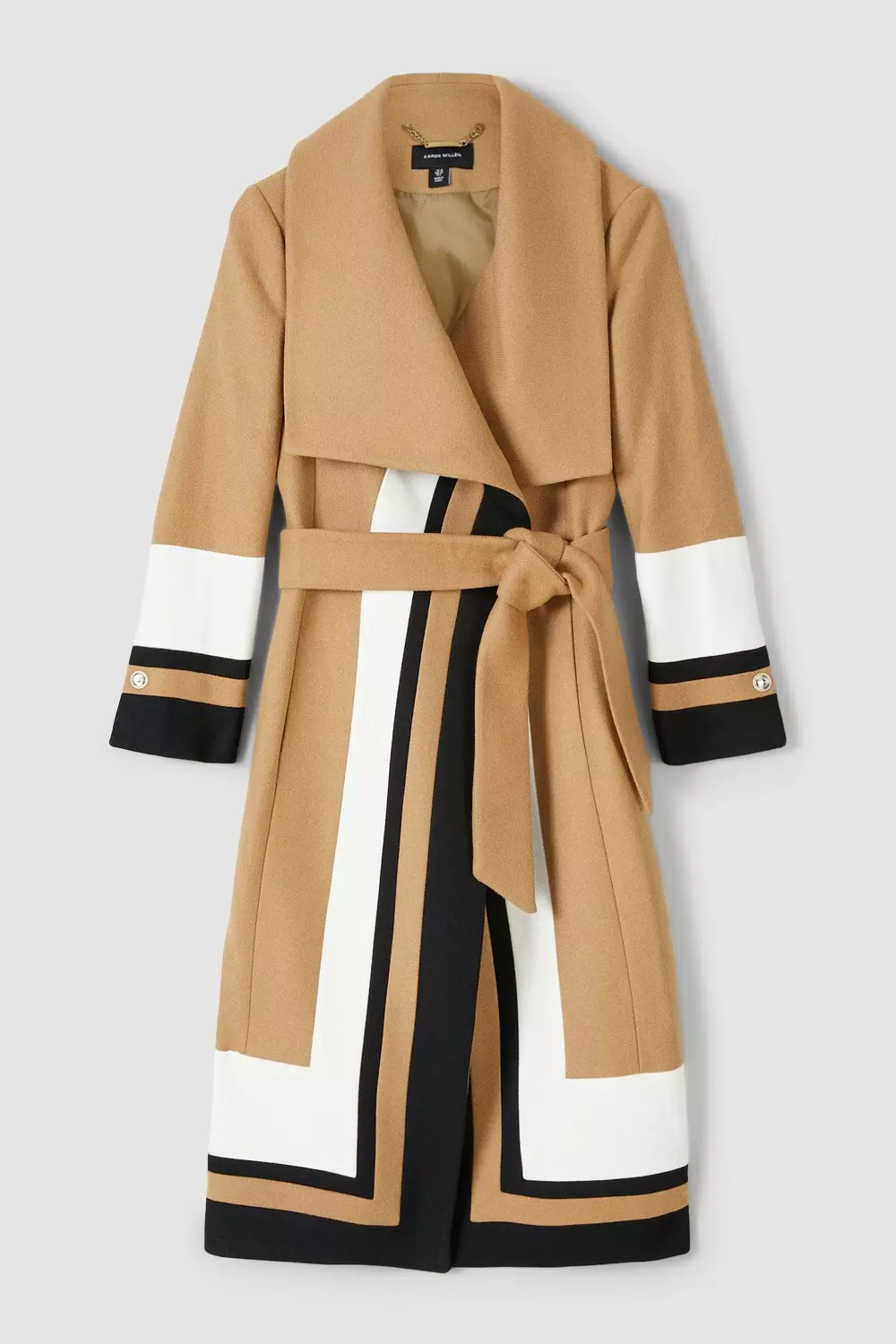 Rabato Wrap Belted Wool-Blend Coat in Ivory - Retro, Indie and