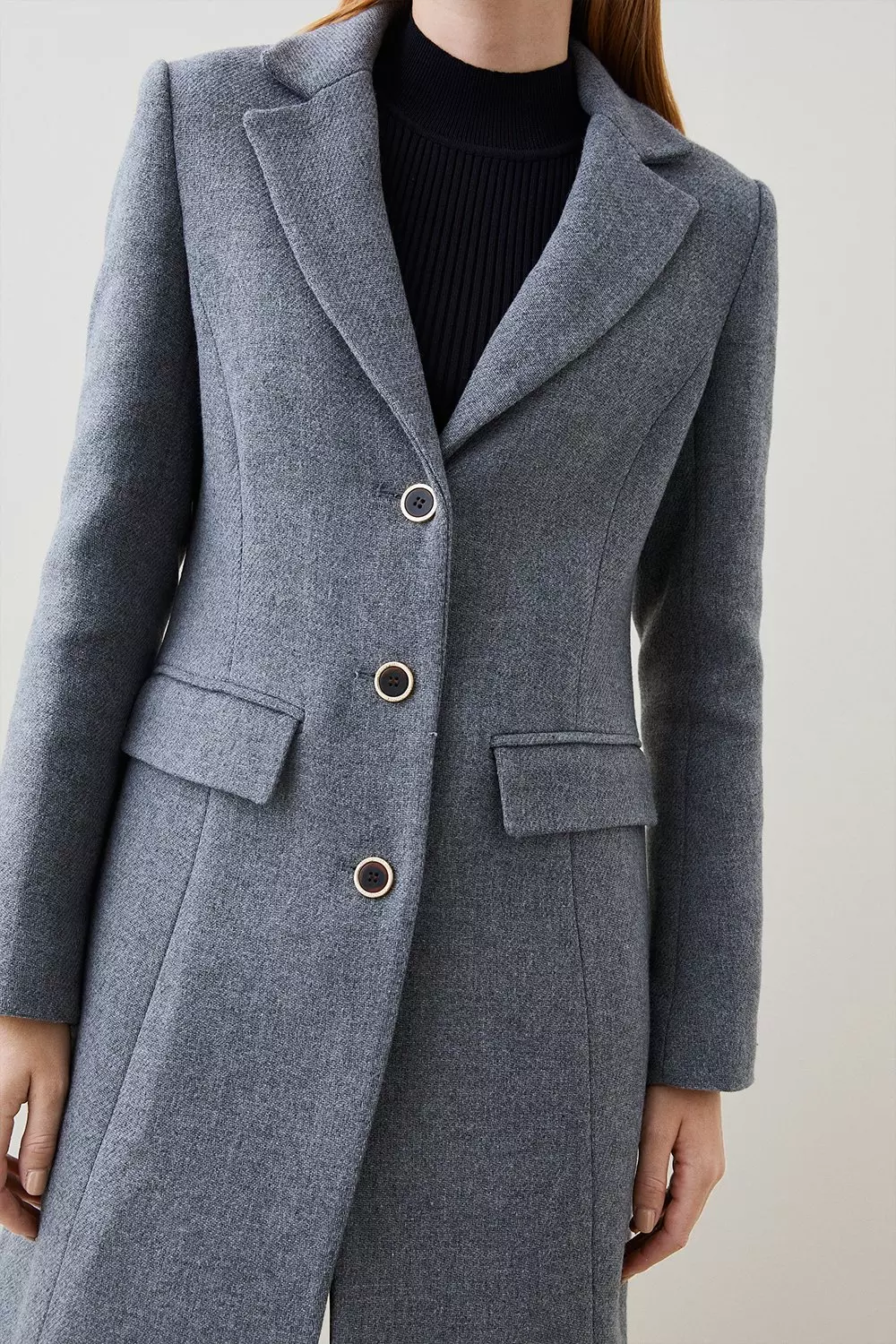 Italian Wool Mix Single Breasted Tailored Coat
