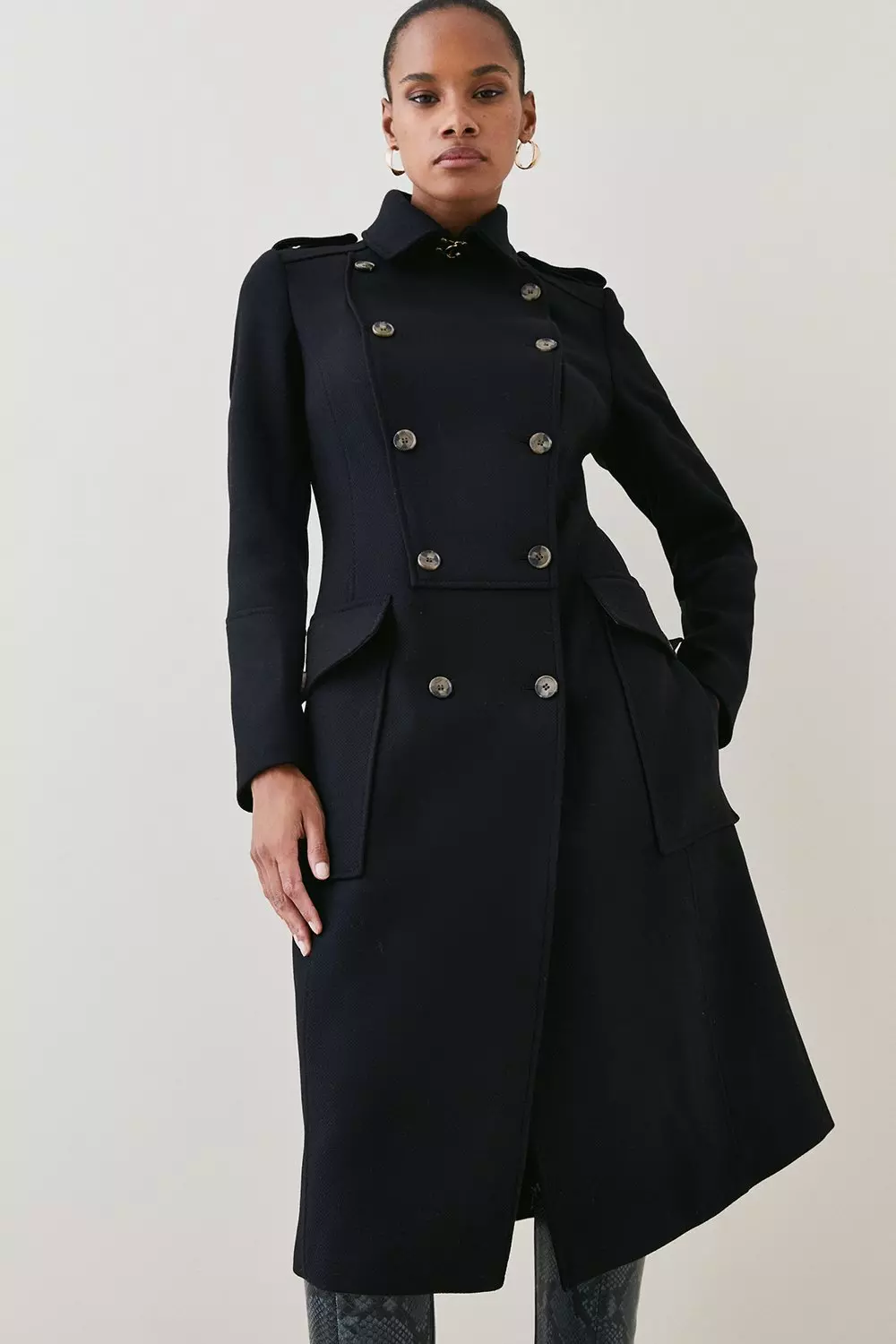 Buy Karen Millen Italian Wool Maxi Double Breasted Tailored Coat