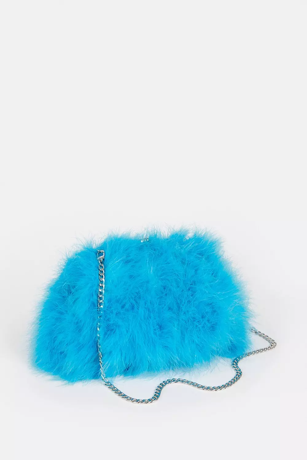 boohoo Feather Chain Strap Clutch Bag - Black - One Size