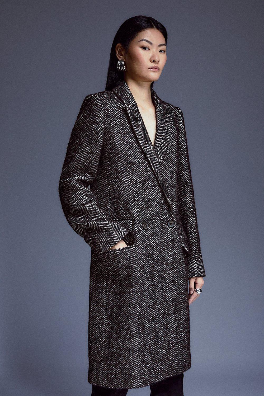 Mango herringbone outlet coat