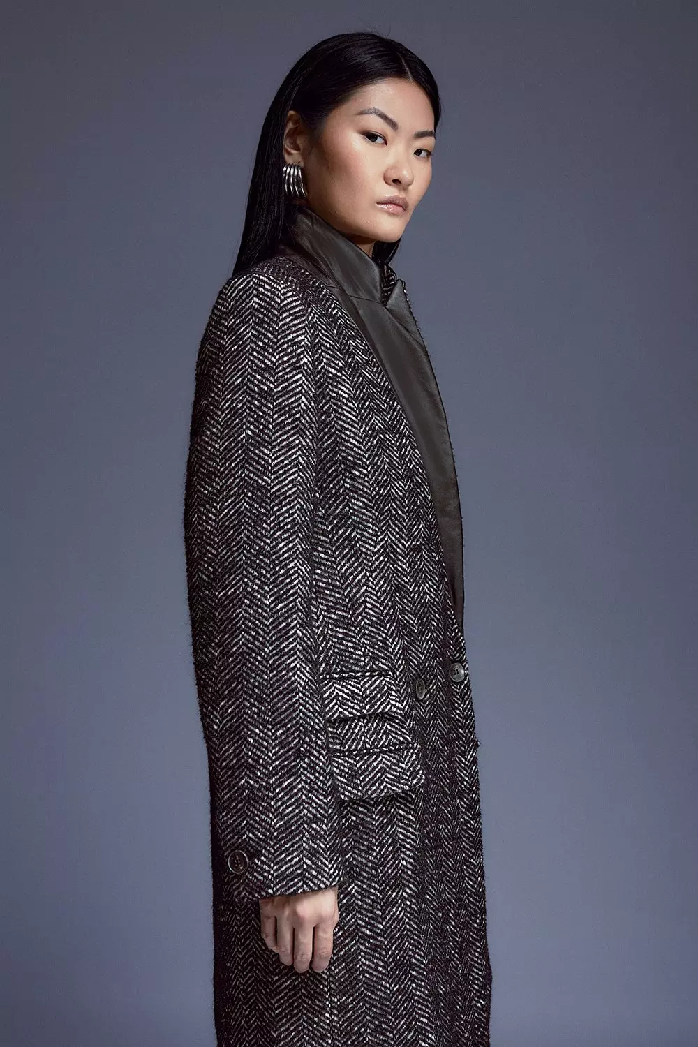 Black herringbone coat store womens