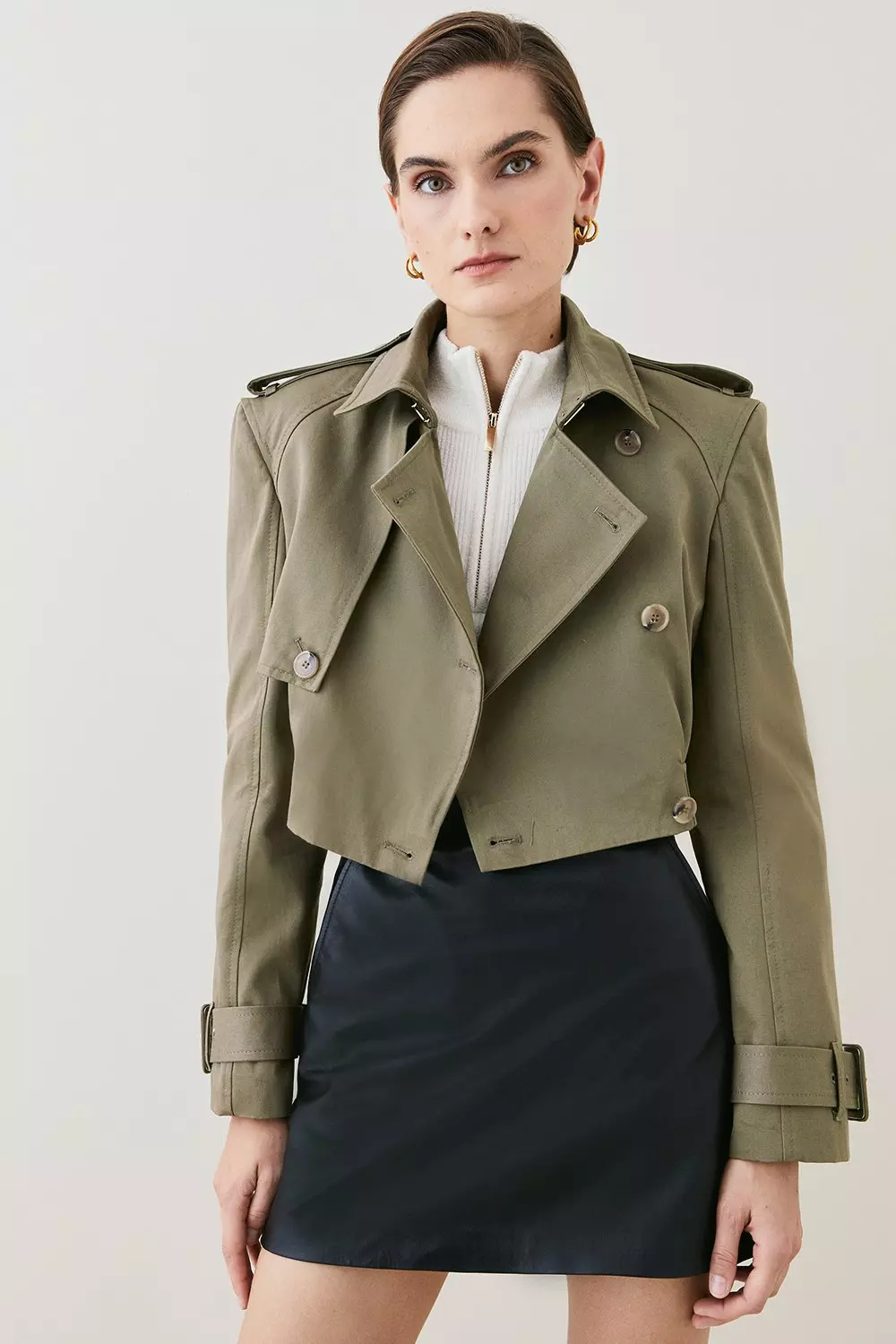 Tailored Multiway Cotton Trench Coat | Karen Millen