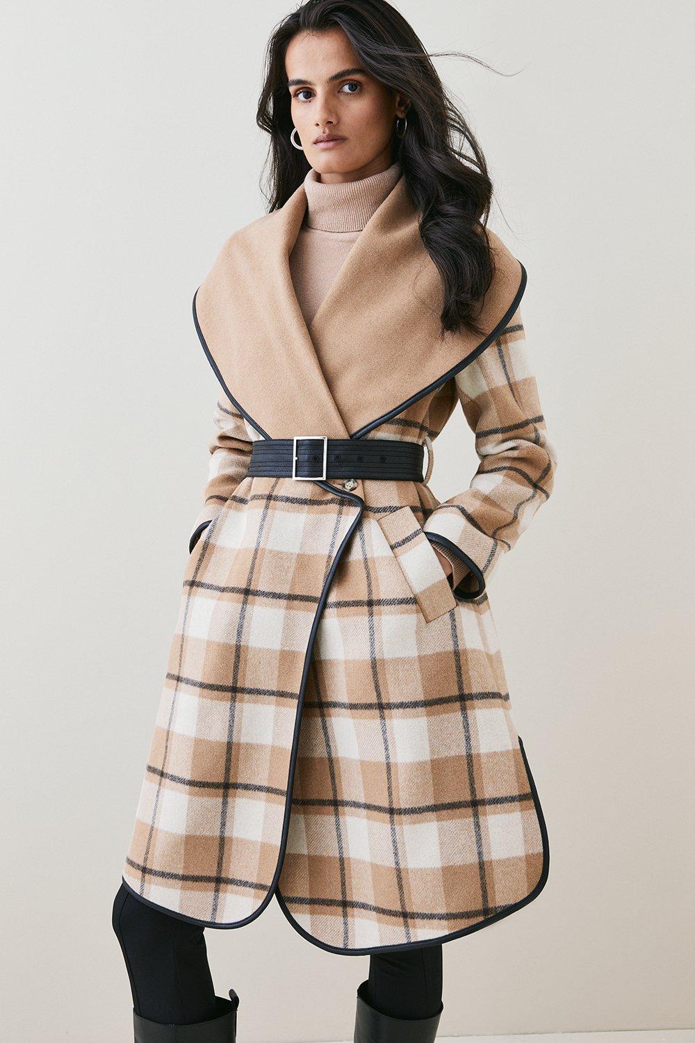 Plaid Wrap Coat