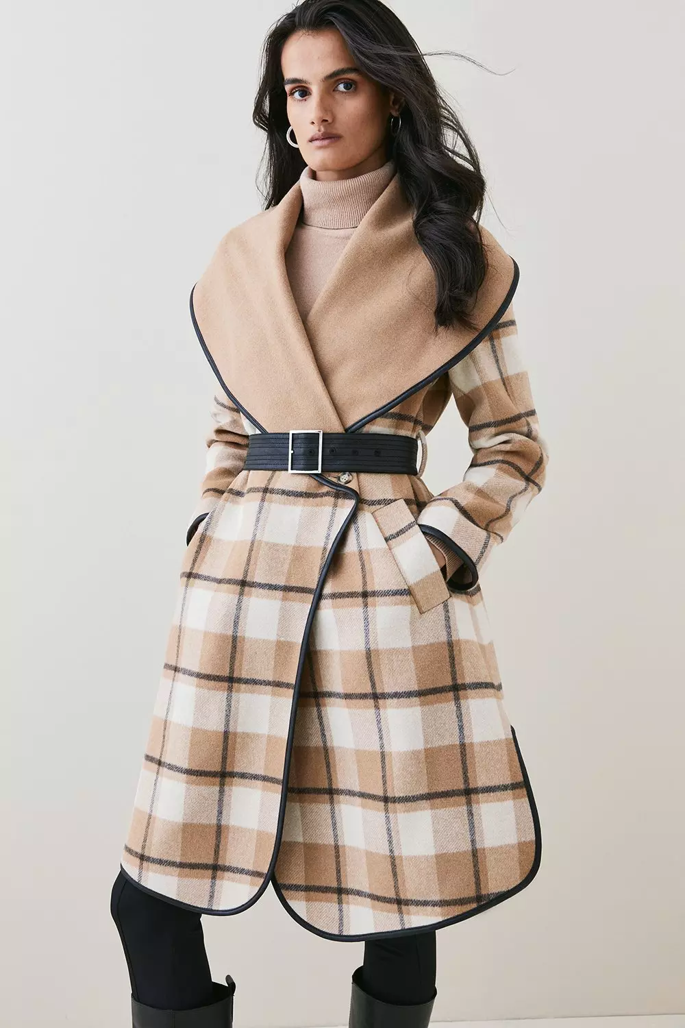 Belted shop waterfall coat