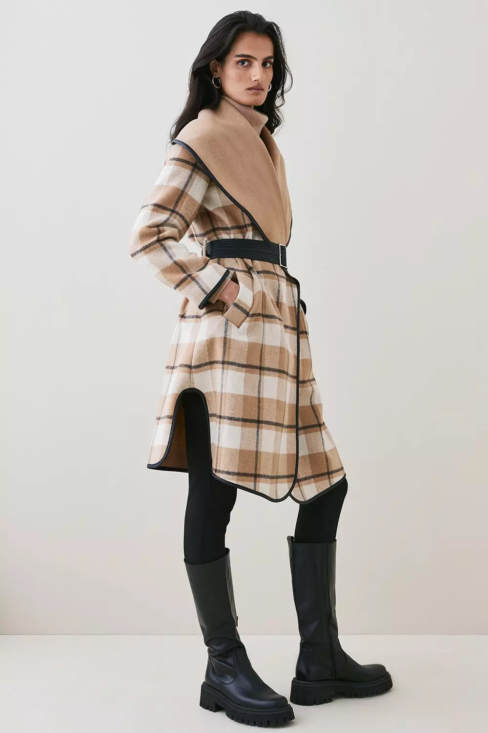 Short belted waterfall on sale coat