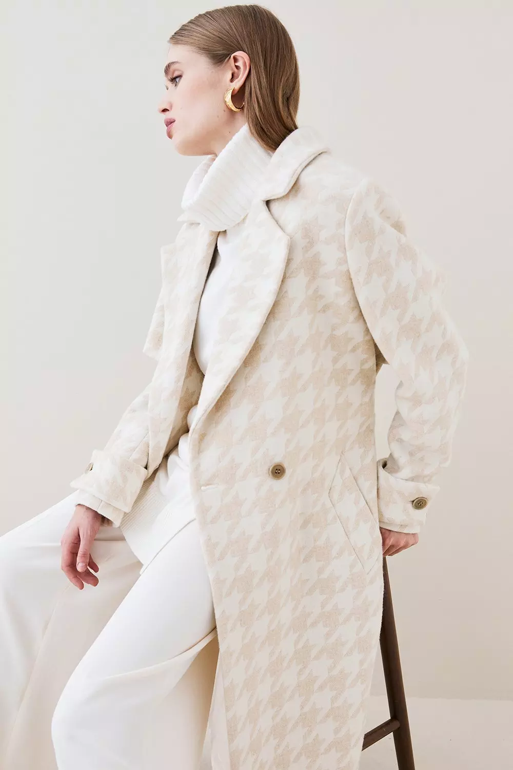 Wool sales dogtooth coat