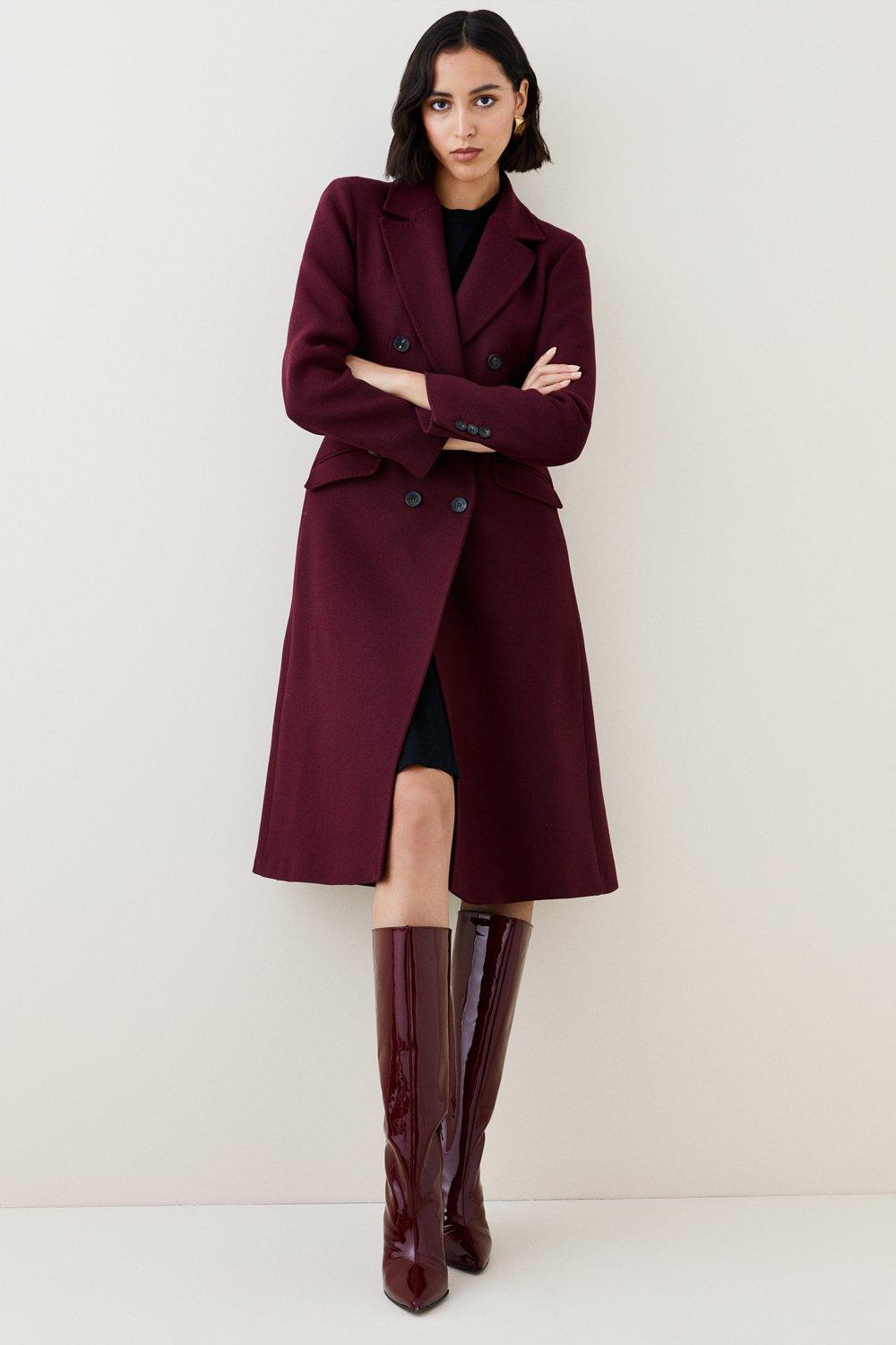 Maroon wool hotsell coat womens