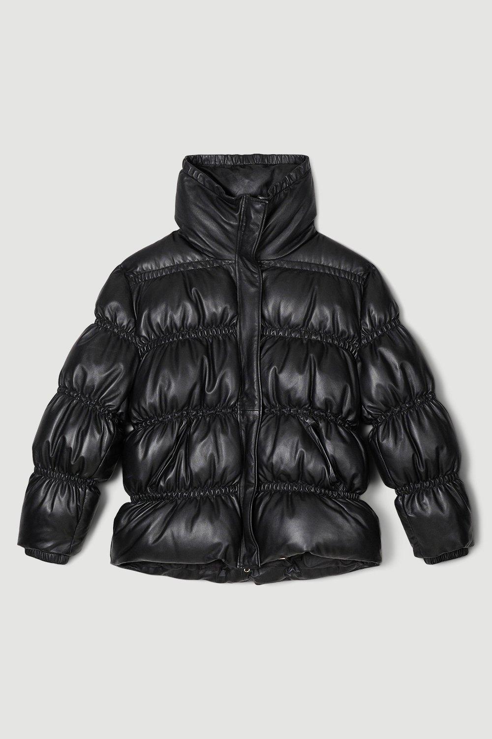 karen millen shiny puffer coat black