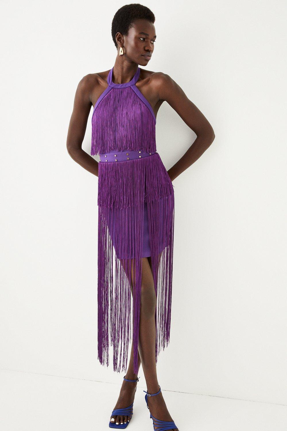 Halter neck 2025 purple dress