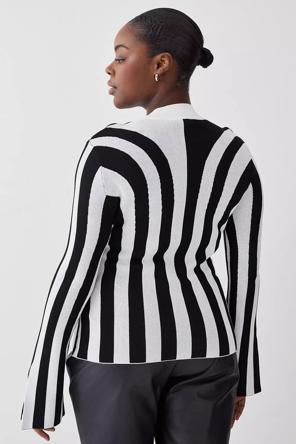 plus size striped long sleeve shirt