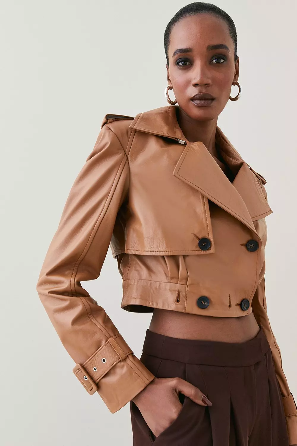 Leather Multiway Trench Coat | Karen Millen