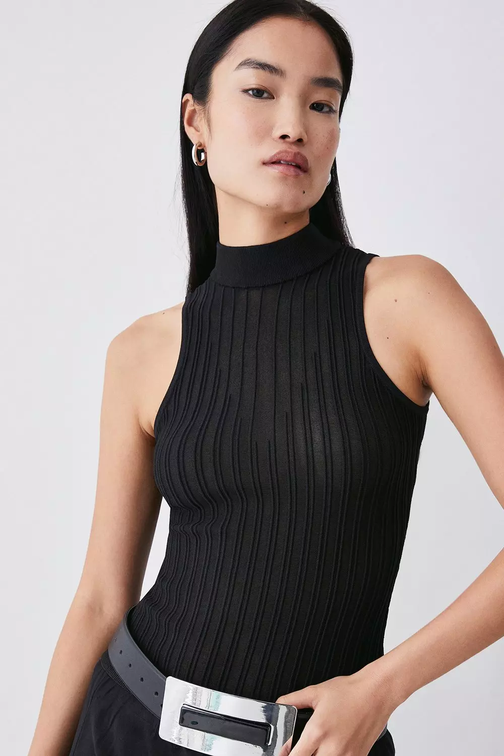 Sleeveless Rib Knit Top | Karen Millen