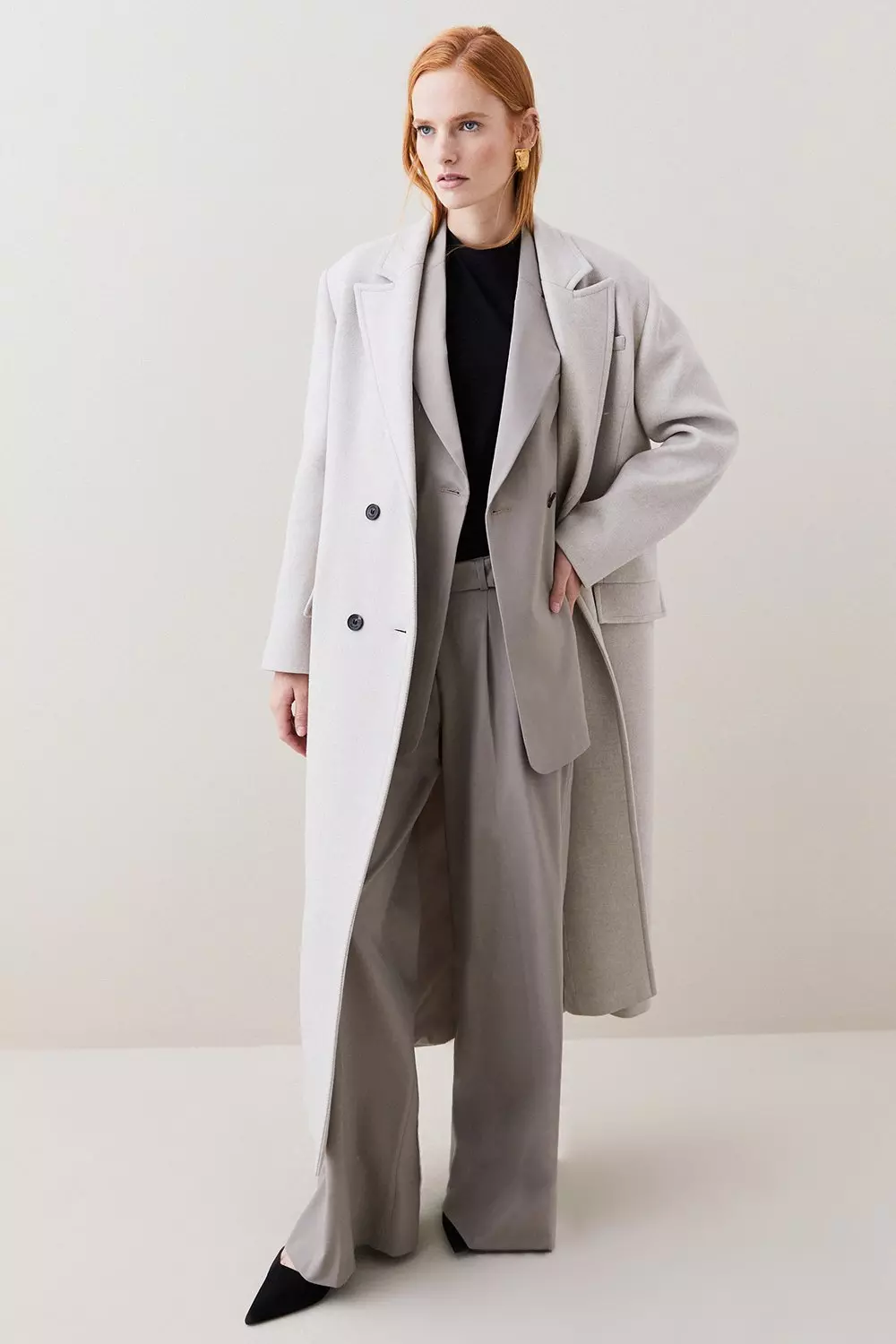 18.01 Italian Wool Maxi Oversized Coat | Karen Millen