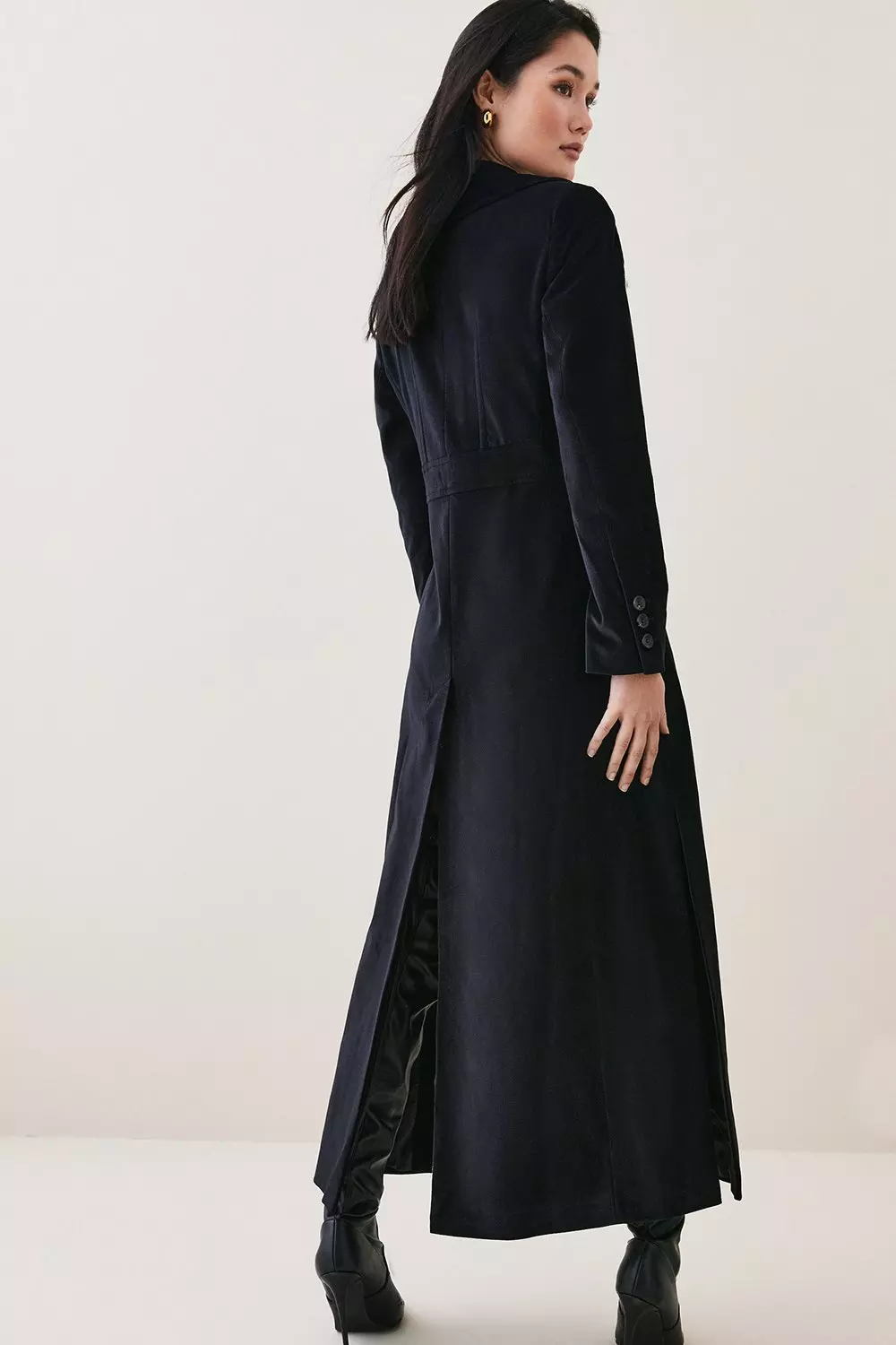 Velvet Longline Coat Karen Millen