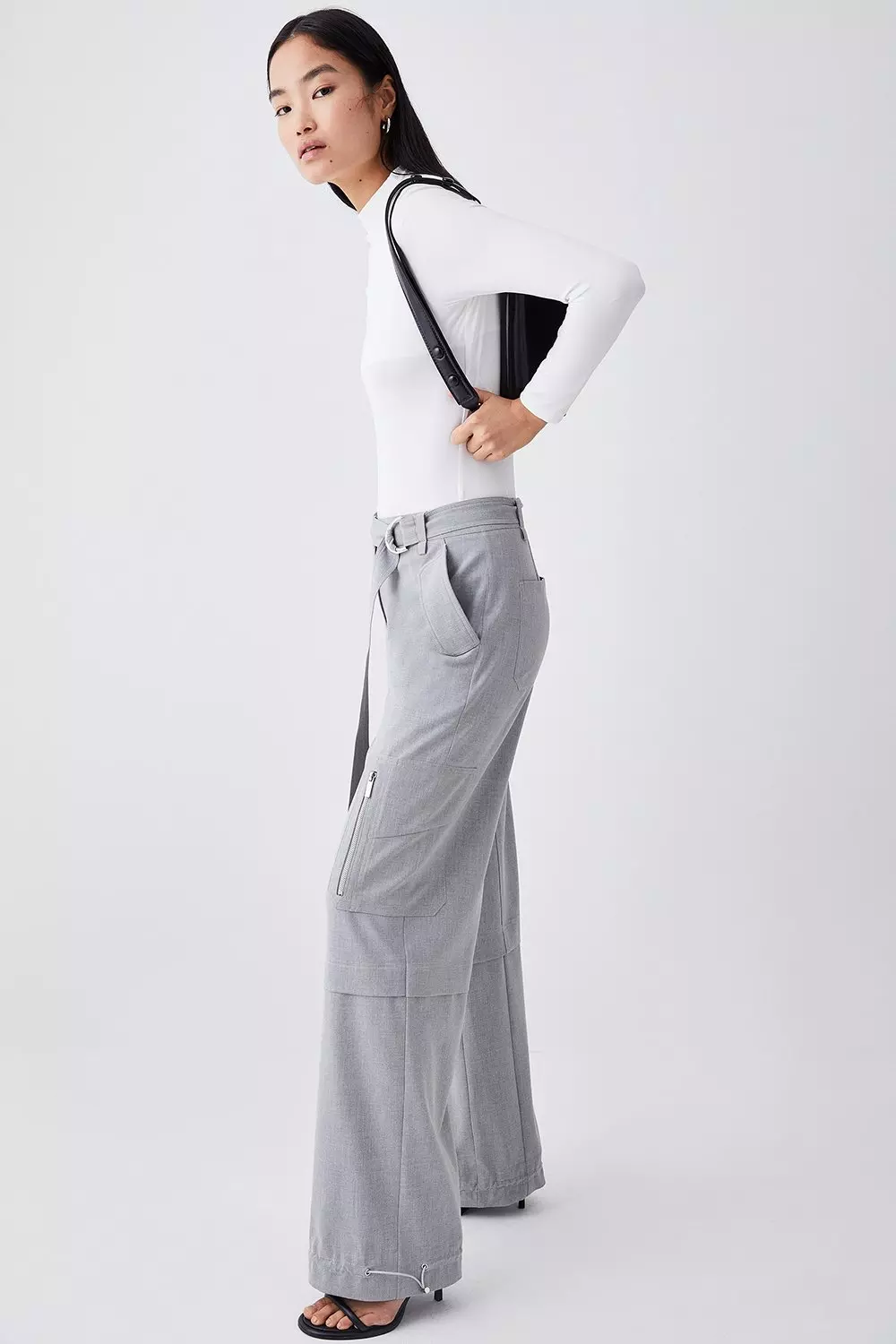 Pocket Detail High Waist Straight Pants