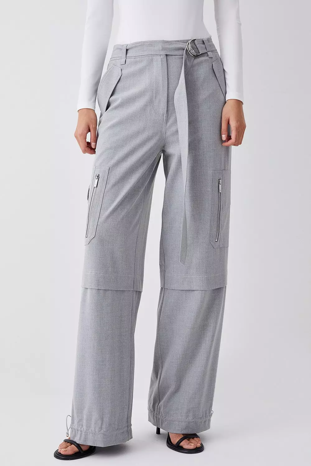 Pocket Detail High Waist Straight Pants