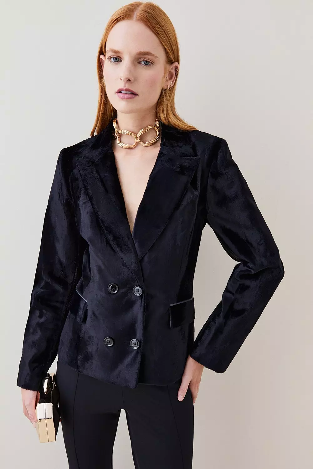 Karen millen black shop signature pony coat