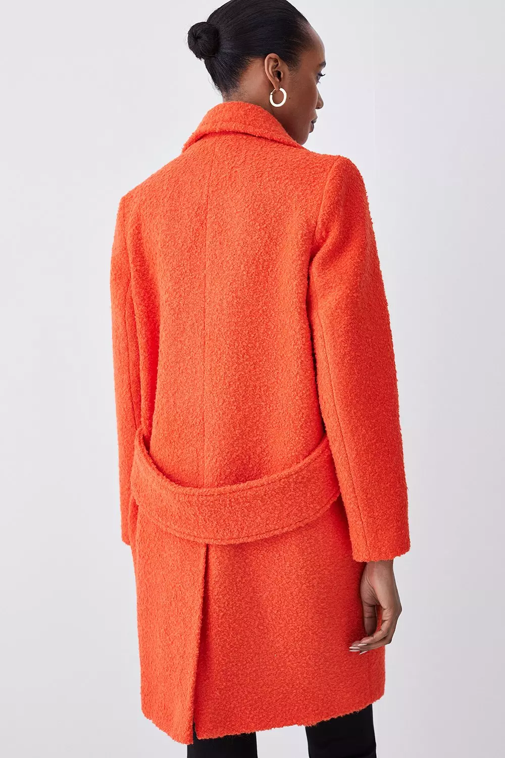 Boucle Pocket Detail Textured Collared Tailored Coat