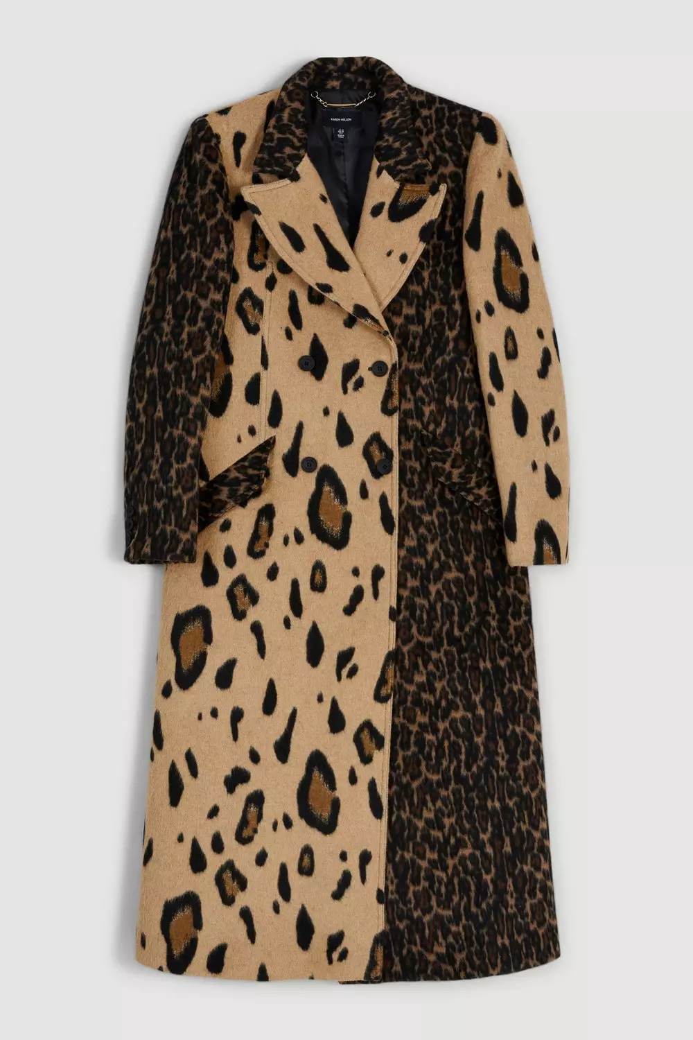 Italian Wool Blend Animal Mix Jacquard Double Breasted Coat