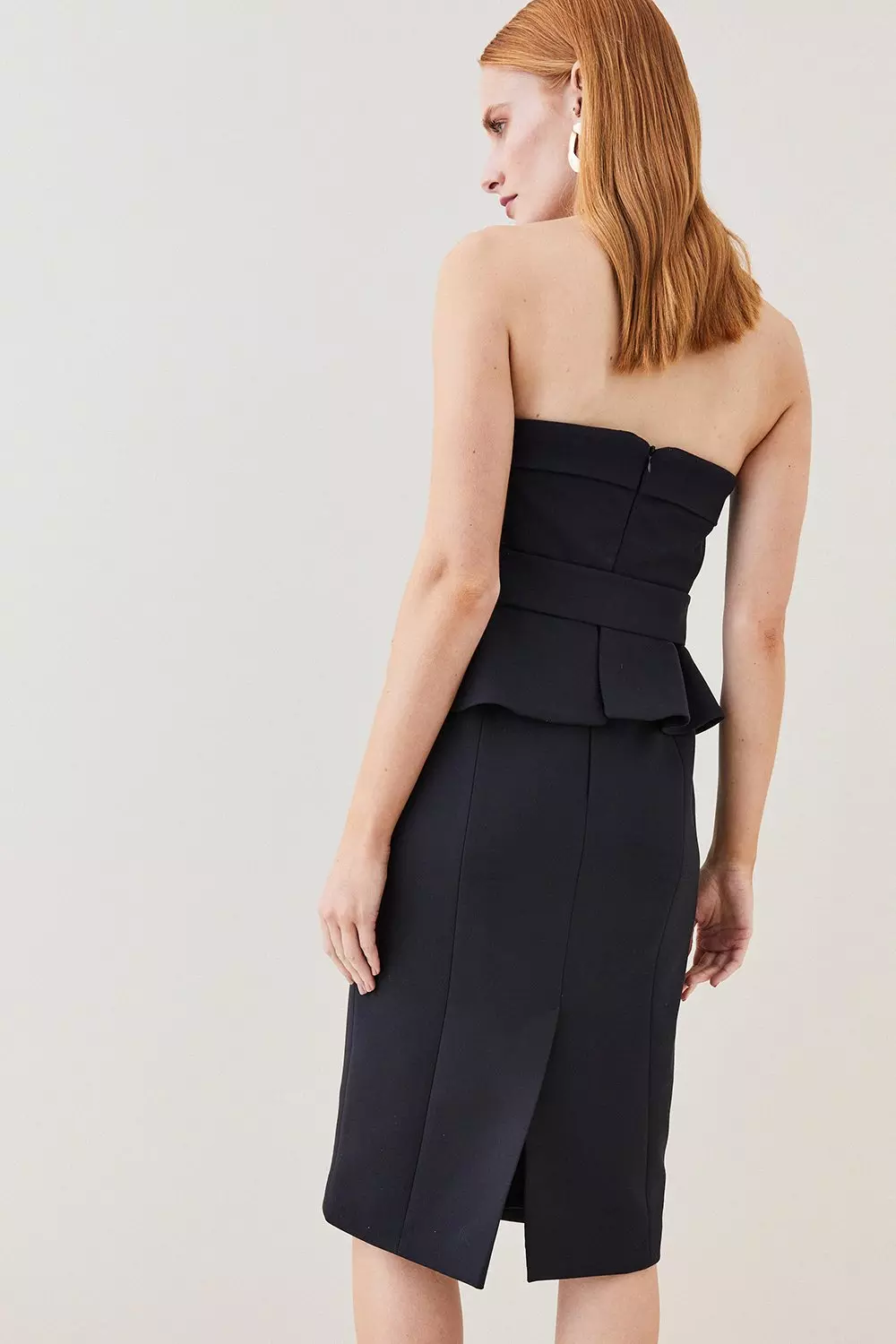 Compact Stretch Peplum Midi Dress Karen Millen