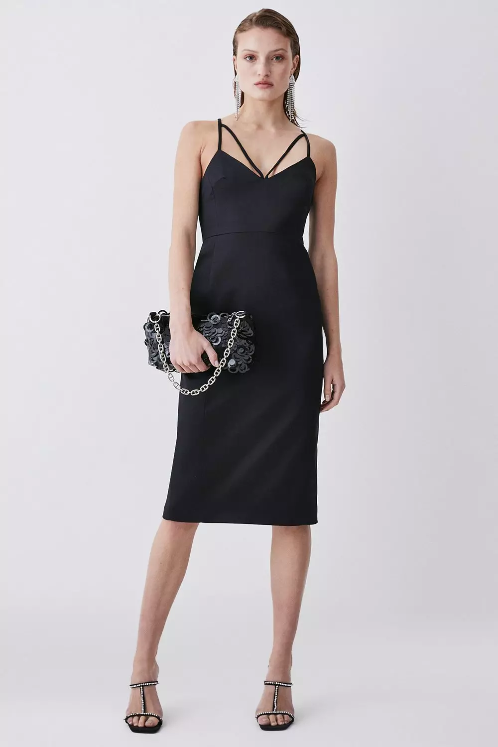 Karen millen satin pencil dress sale