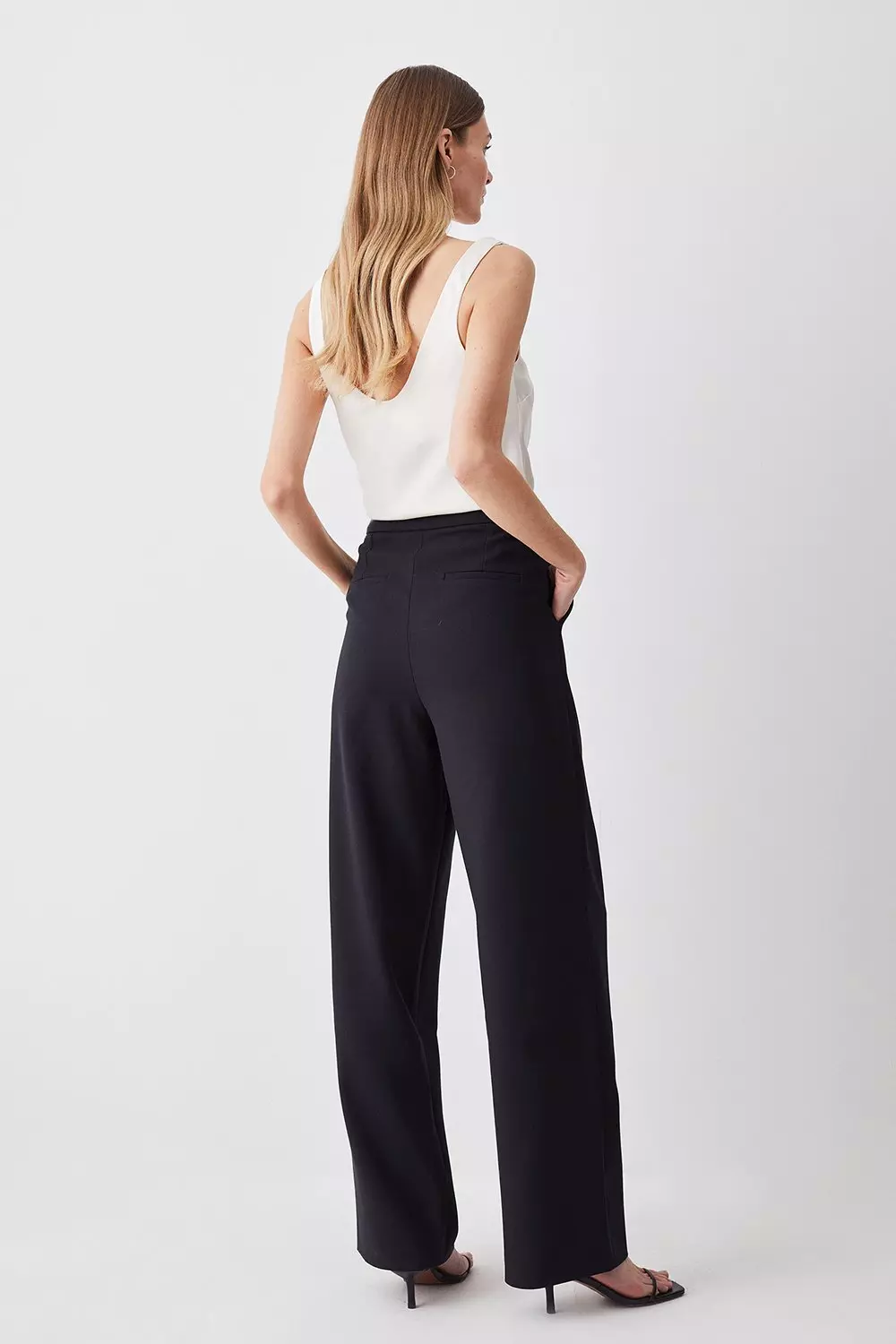 Compact Stretch High Waisted Wide Leg Pants, Karen Millen