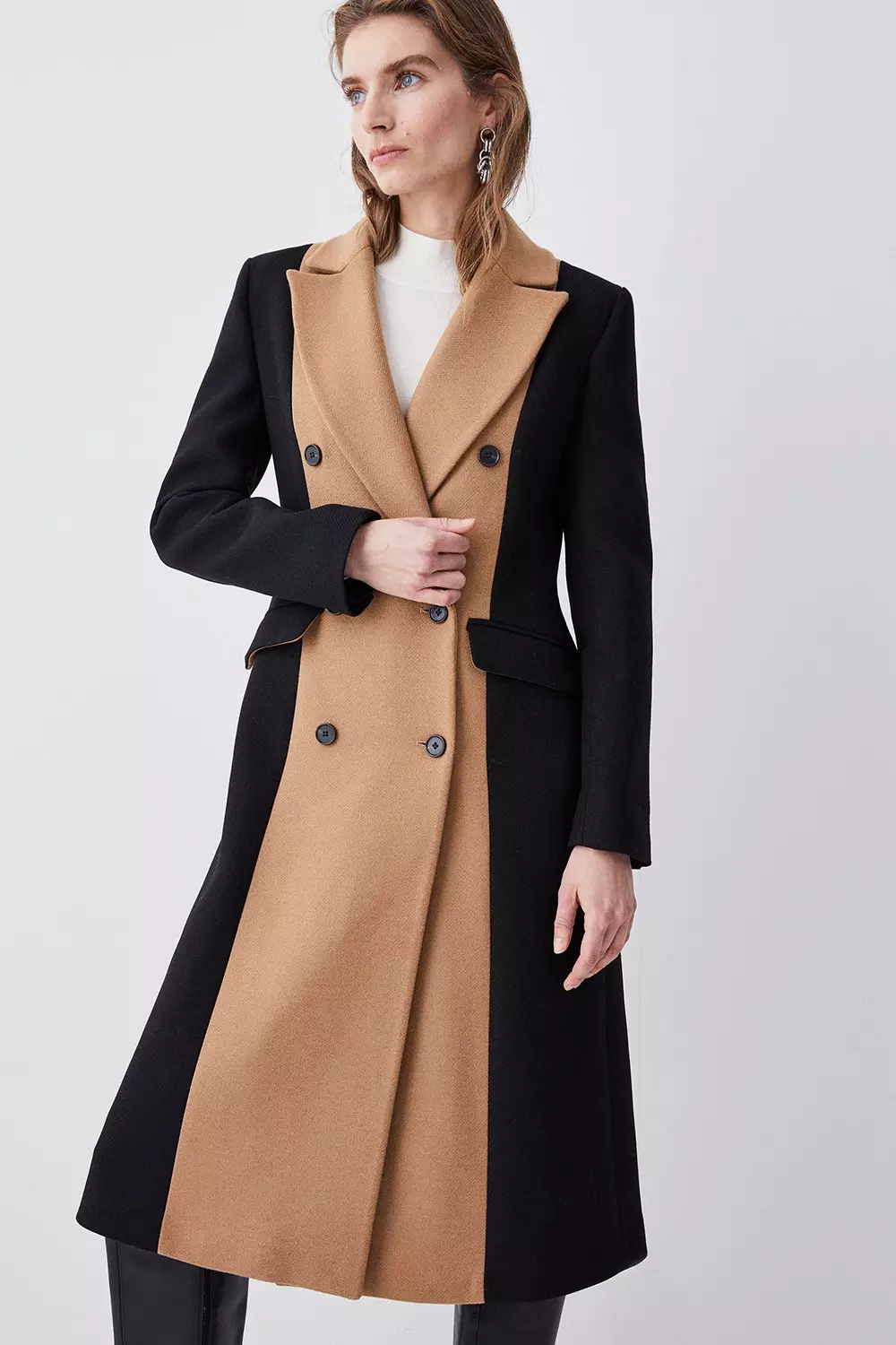 Color block long coat sale