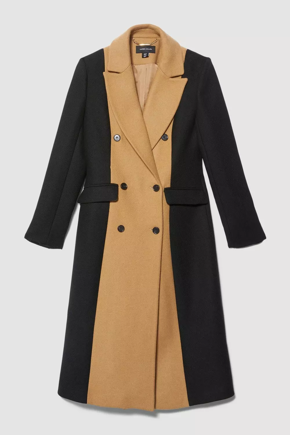 Asymmetrical Color Block Wool Coat – BLANCORE