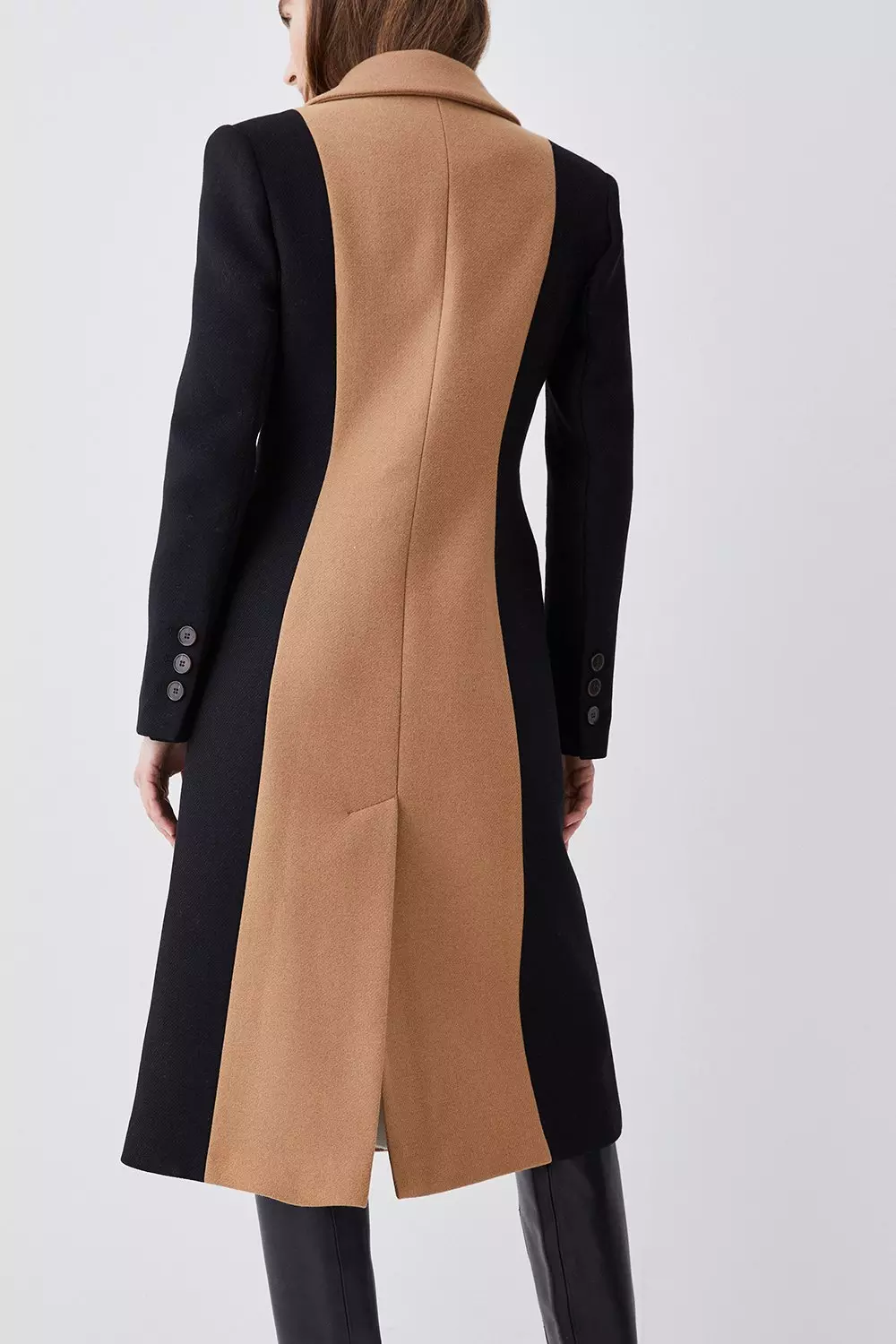 Italian Virgin Wool Colorblock Tailored Coat Karen Millen