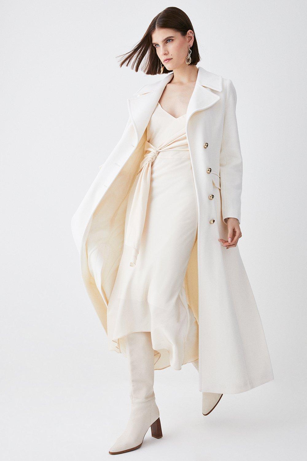 Italian Wool Side Split Tailored Maxi Coat | Karen Millen