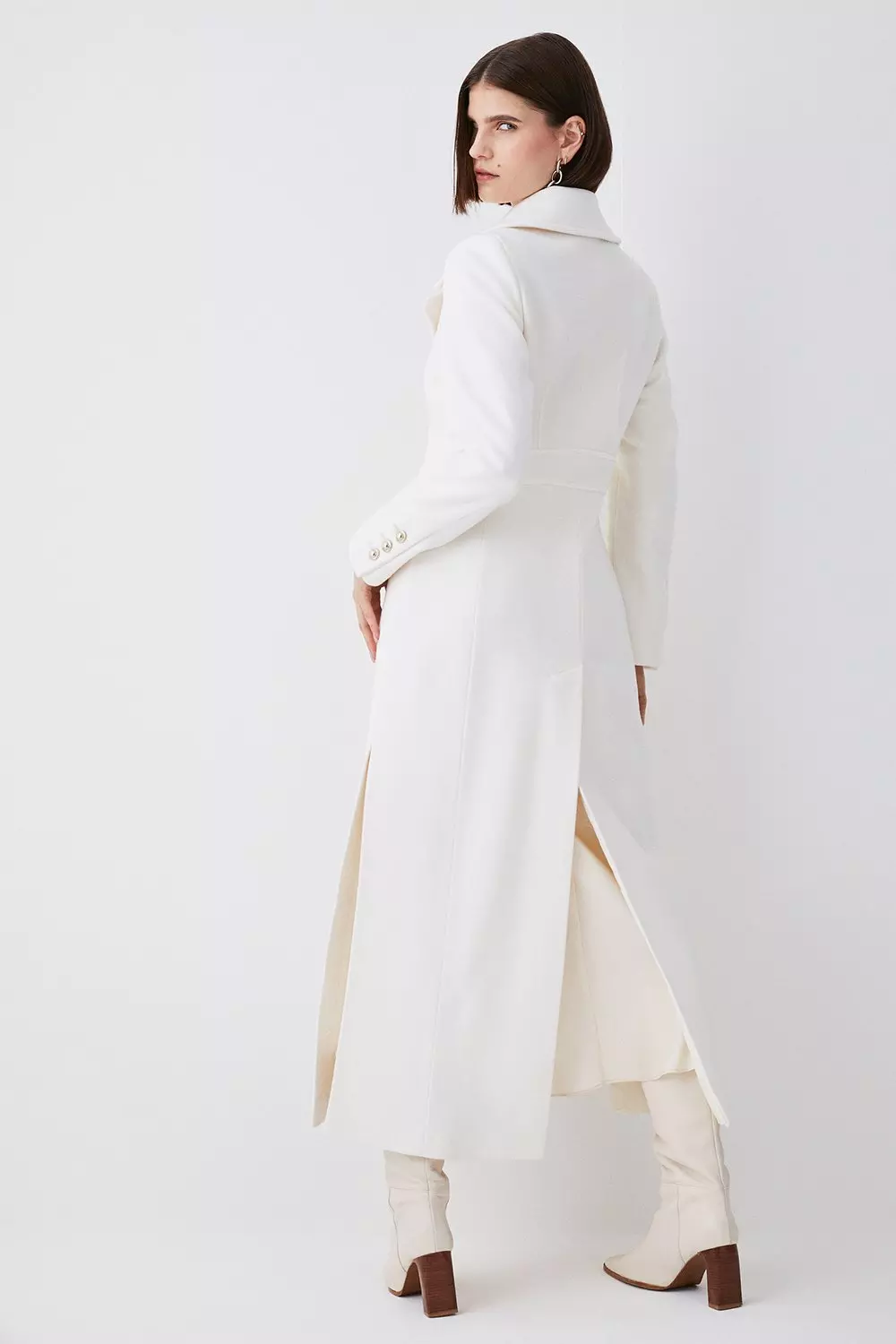 Maxi Coat With Side Slits - ALLSEAMS