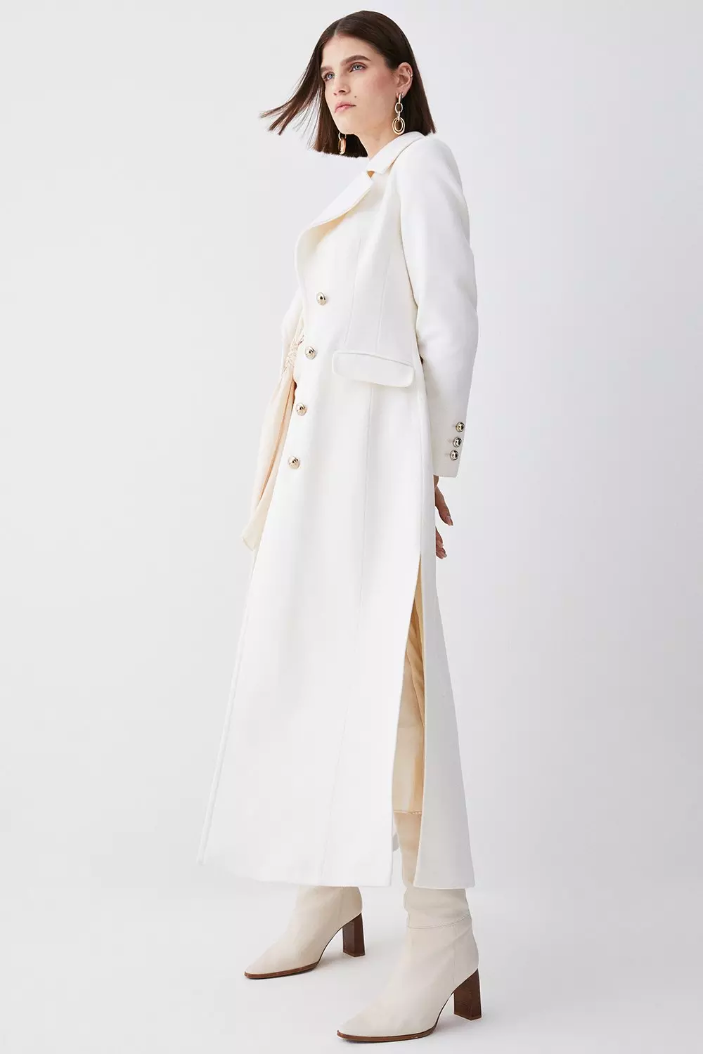 Wool Side Split Long Coat, All Clothing Sale