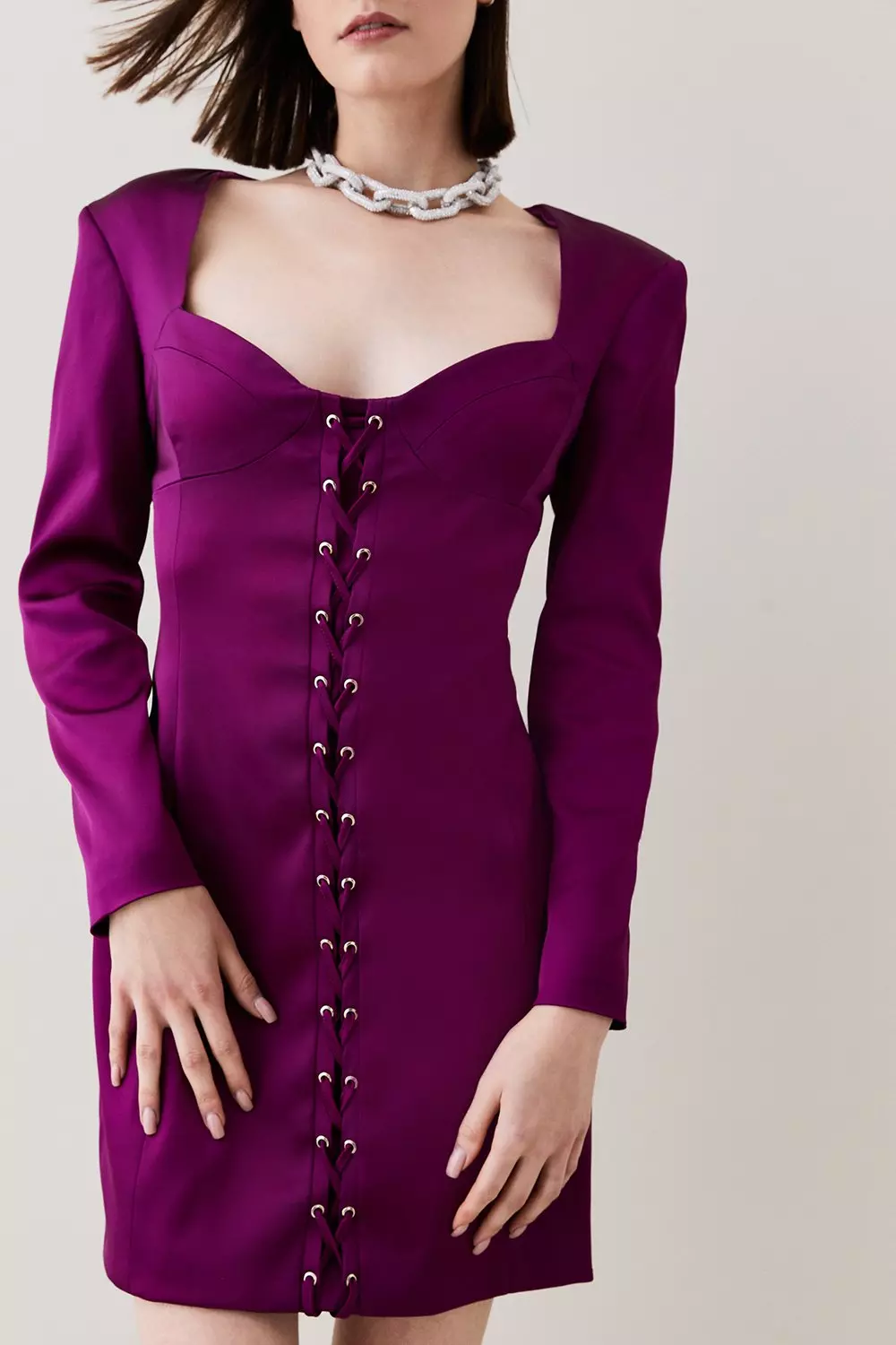 Karen millen outlet purple satin dress