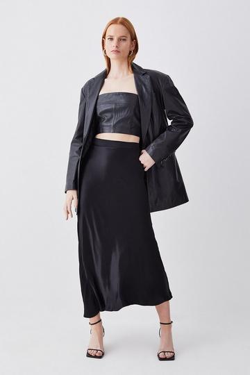 Black Satin Woven Skirt