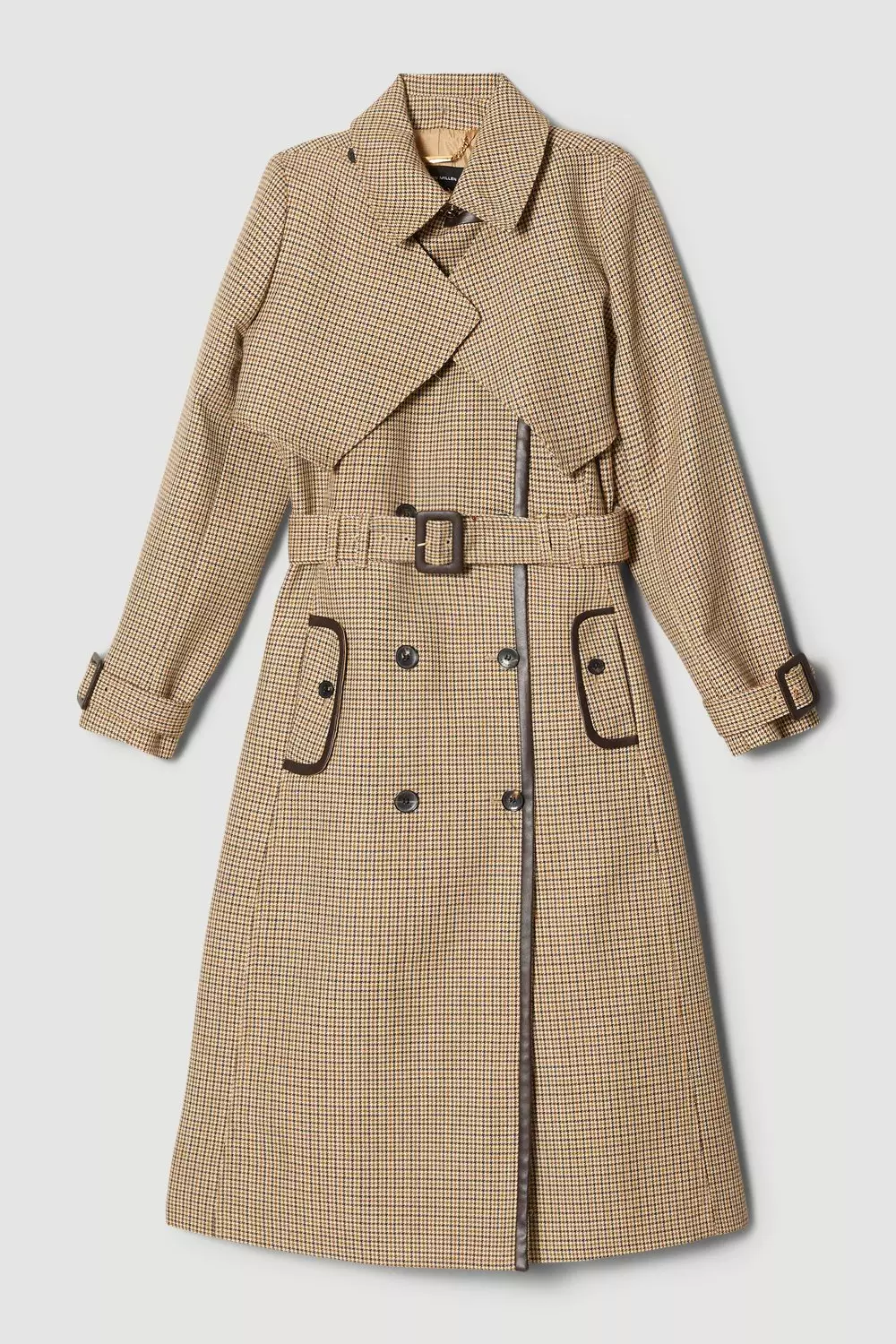 Wool Check Tailored Trench Coat