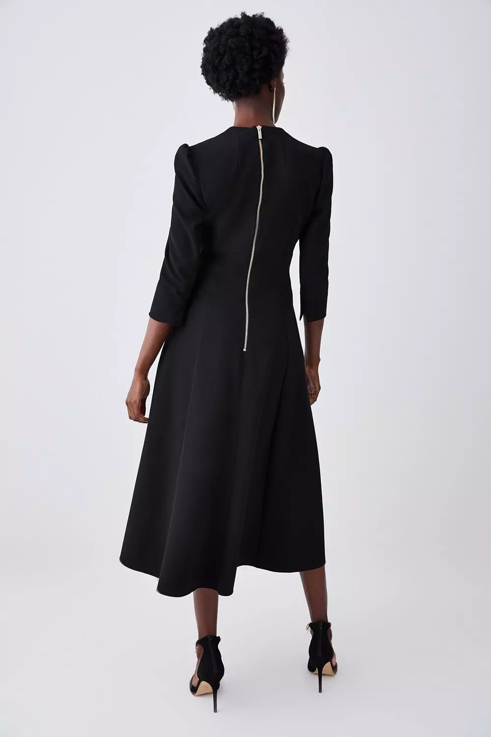 Long black hotsell crepe dress