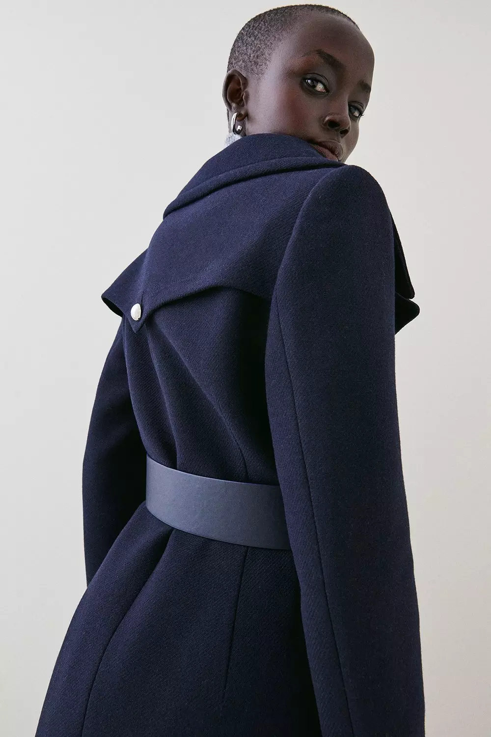 Navy hotsell belted coat